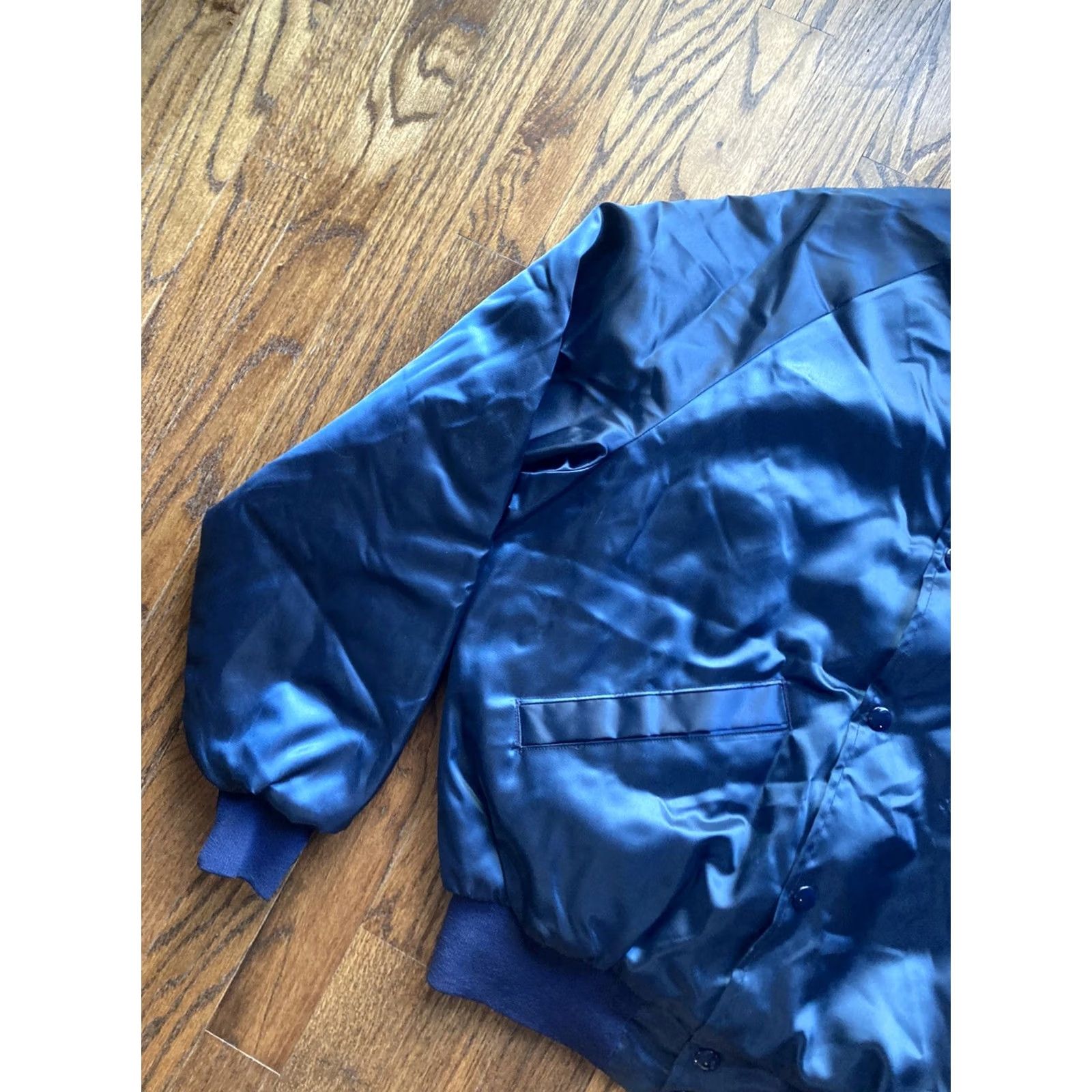Vintage VINTAGE King Louie Jacket 80s Bomber Jacket Blue Satin Nylon Polyester Mens S Small Blue 80s Theme Biker Royalty Size US S / EU 44-46 / 1 - 3 Thumbnail