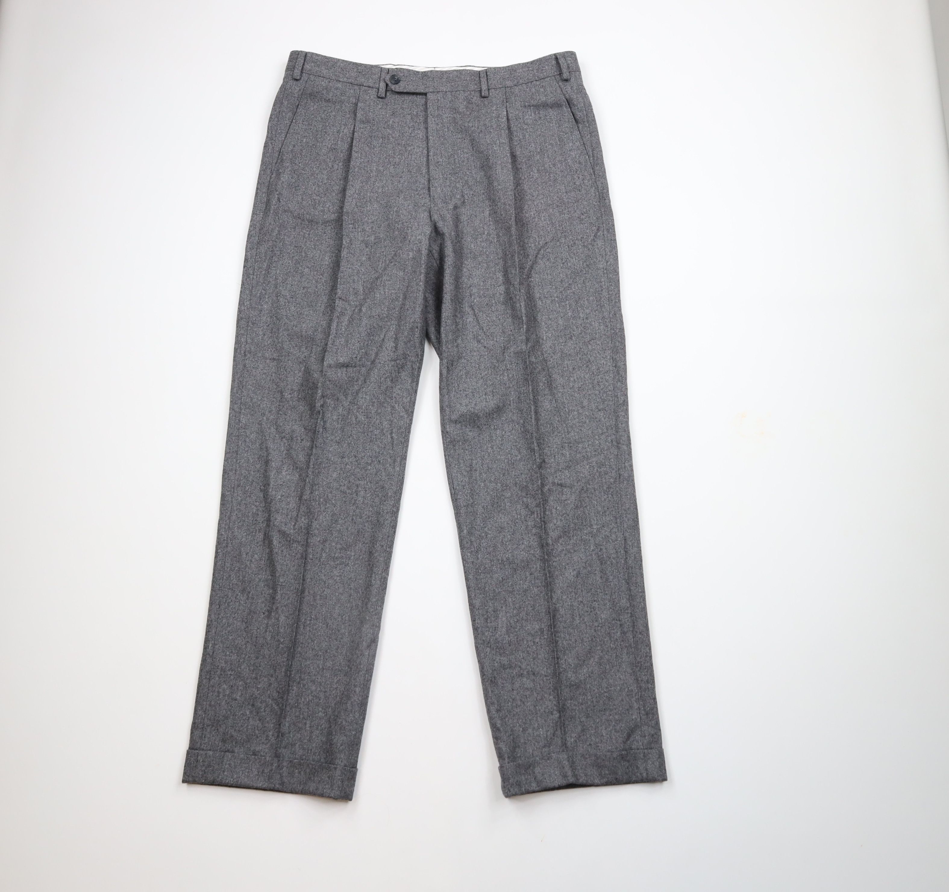 Vintage Vintage 70s Streetwear Cuffed Wool Wide Leg Pants Trousers Size US 36 / EU 52 - 1 Thumbnail