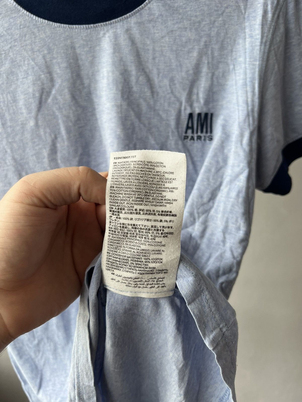 AMI AMI PARIS BY ALEXANDRE MATTIUSSI MENS SOLID BLUE T SHIRT Size US S / EU 44-46 / 1 - 8 Thumbnail