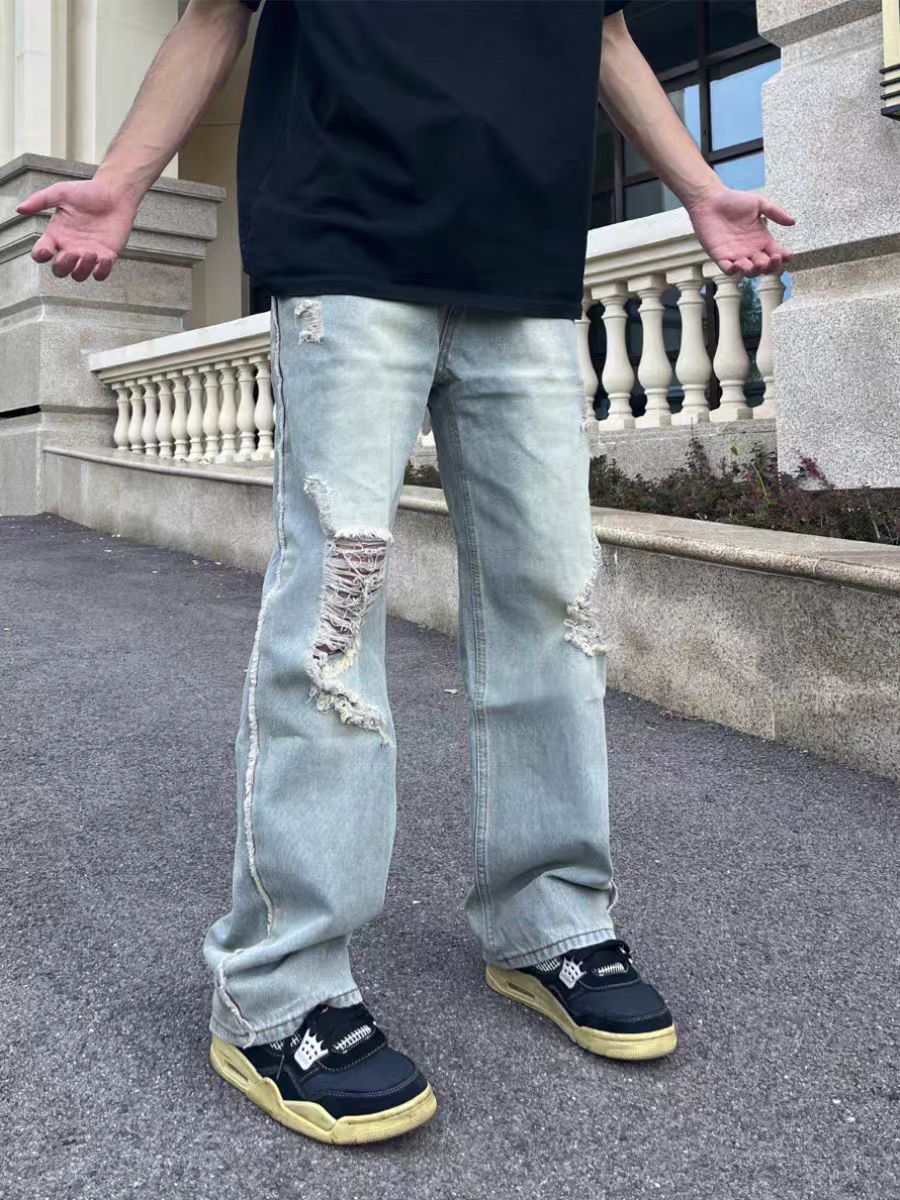 Japanese Brand × Vintage Hip Hop Vintage Washed Micro Flare Ripped Jeans Size 34 Size US 34 / EU 50 - 2 Thumbnail