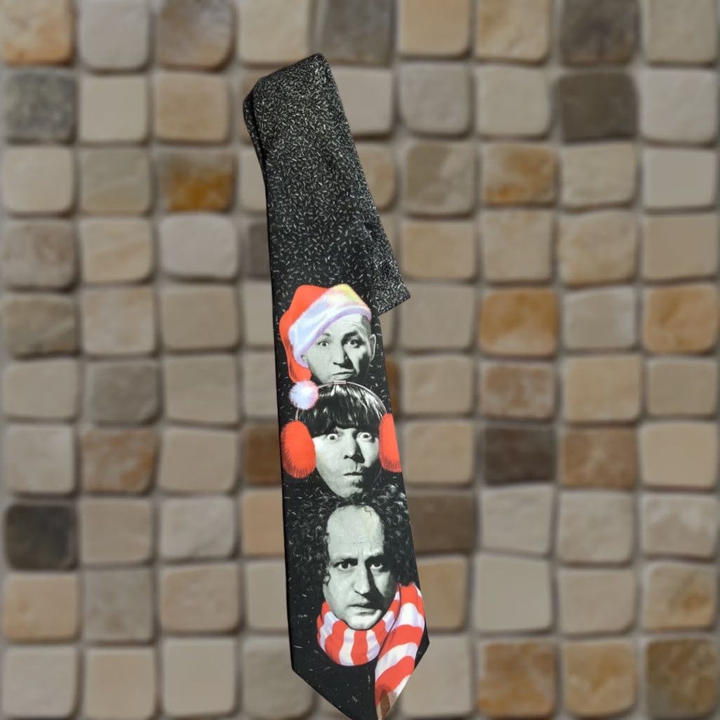 Vintage VINTAGE Yule-Tied 1995 3 Stooges Christmas Necktie Tie Larry Moe Curly Mens Black Size ONE SIZE - 1 Thumbnail