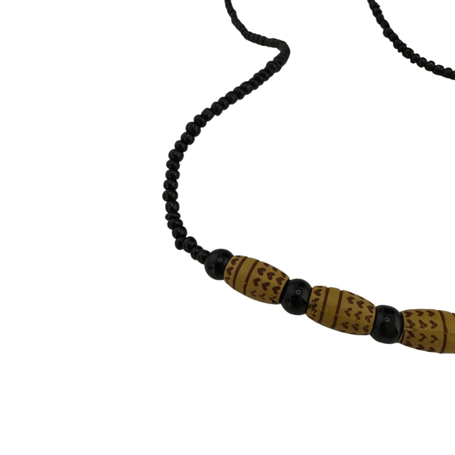 Other Bold Bead Statement: Black & Tan Handmade Necklace Size ONE SIZE - 2 Thumbnail