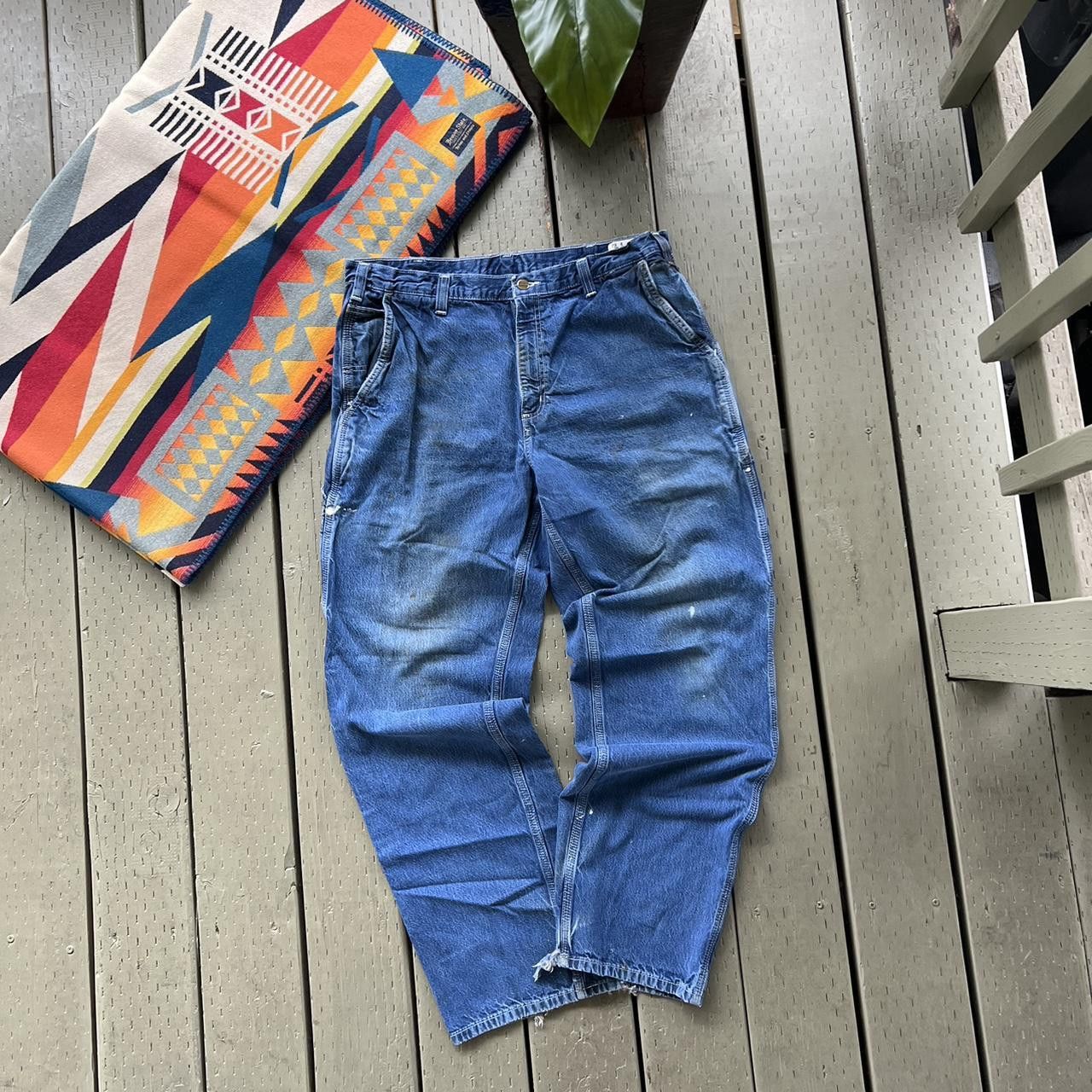 Carhartt Vintage Y2K Carhartt denim thrashed blue work wear pants Size US 36 / EU 52 - 4 Thumbnail