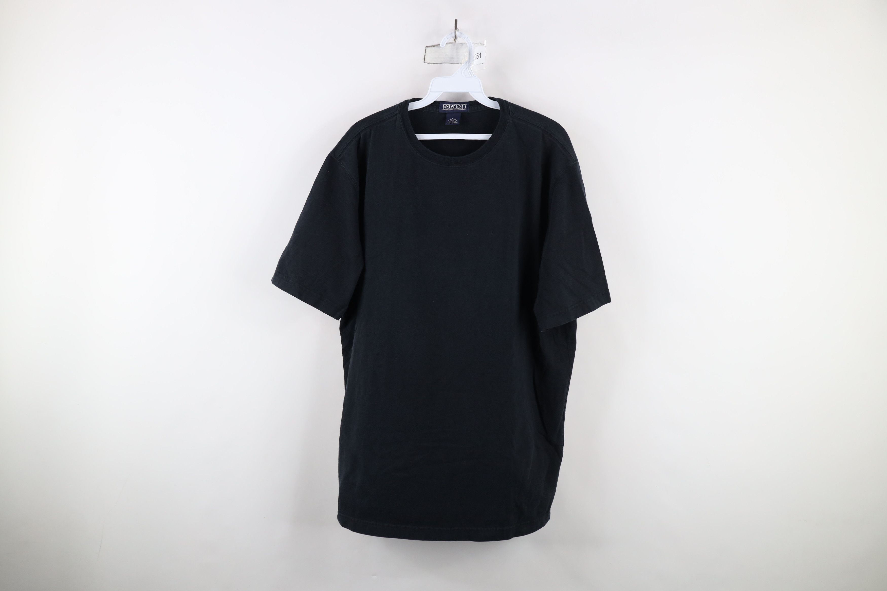 Lands' End × Vintage Vintage 90s Lands End Blank Heavyweight Cotton T-Shirt Black Size US L / EU 52-54 / 3 - 1 Thumbnail