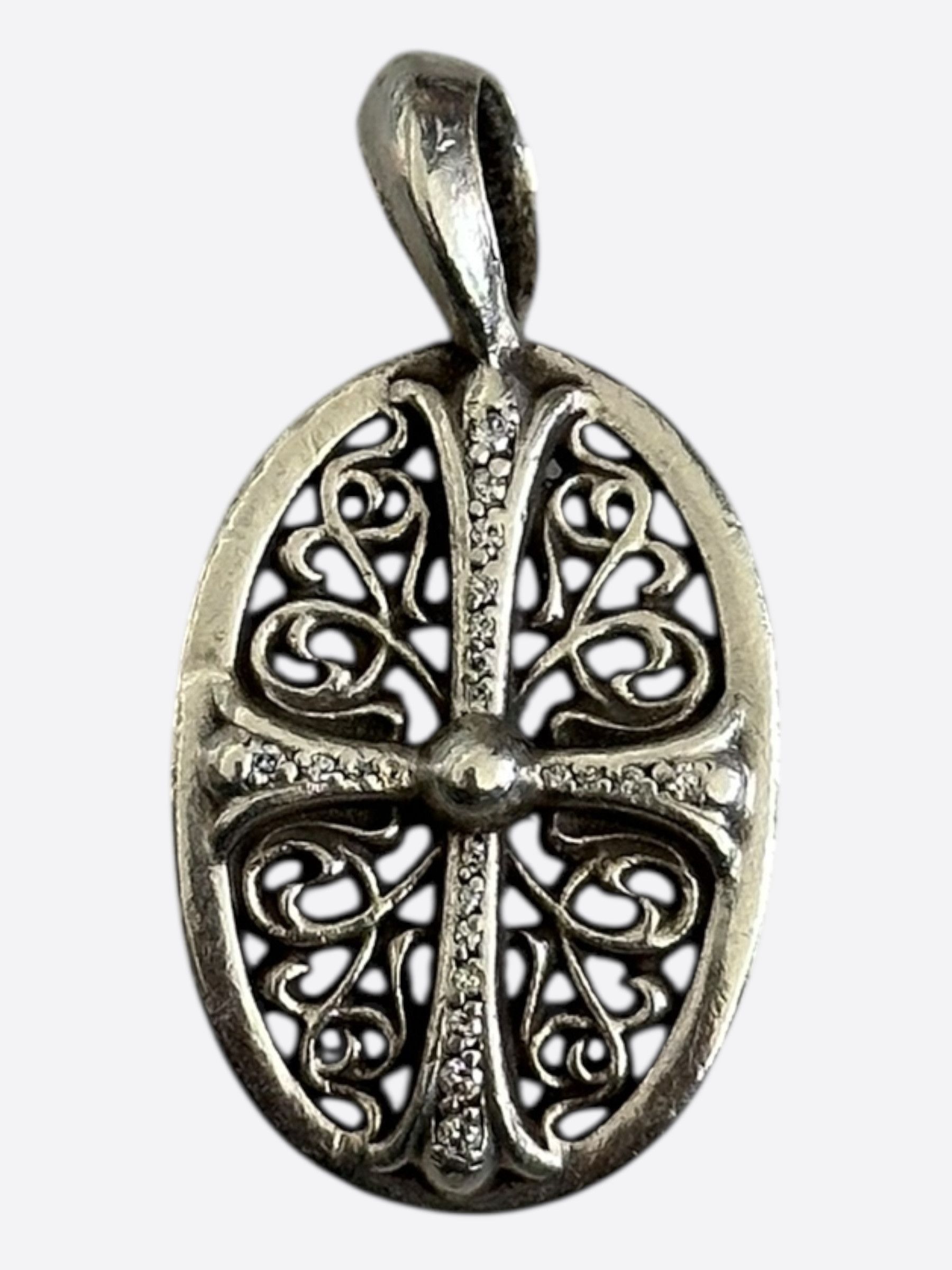 Chrome Hearts Chrome Hearts Silver & Diamond Oval Cross Pendant Size ONE SIZE - 1 Thumbnail