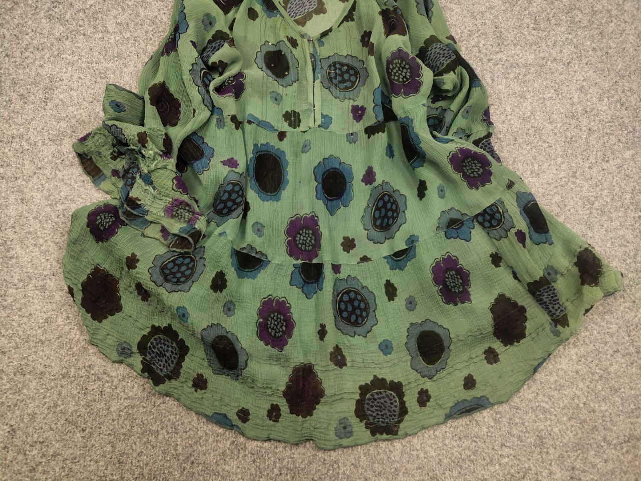 Gudrun Sjoden Gudrun Sjödén Floral print green Light blouse tunic Size XL / US 12-14 / IT 48-50 - 6 Thumbnail