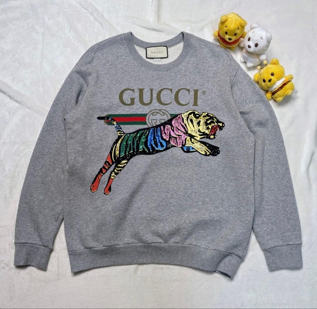 Gucci Gucci Tiger Graphic Sweatshirt - Gray - Size M Size US M / EU 48-50 / 2 - 1 Thumbnail