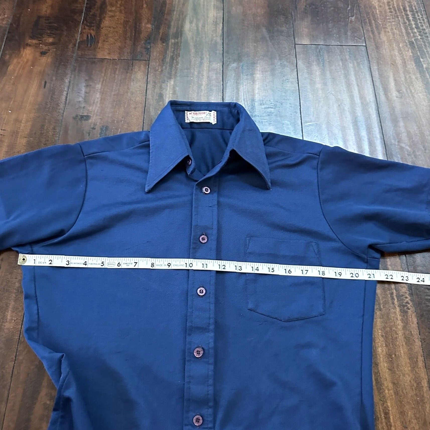 McGregor VINTAGE MCGREGOR Shirt M Short Sleeve Button-Front Blue Plaid Rockabilly USA 70s Mens/Adults Size US M / EU 48-50 / 2 - 5 Thumbnail