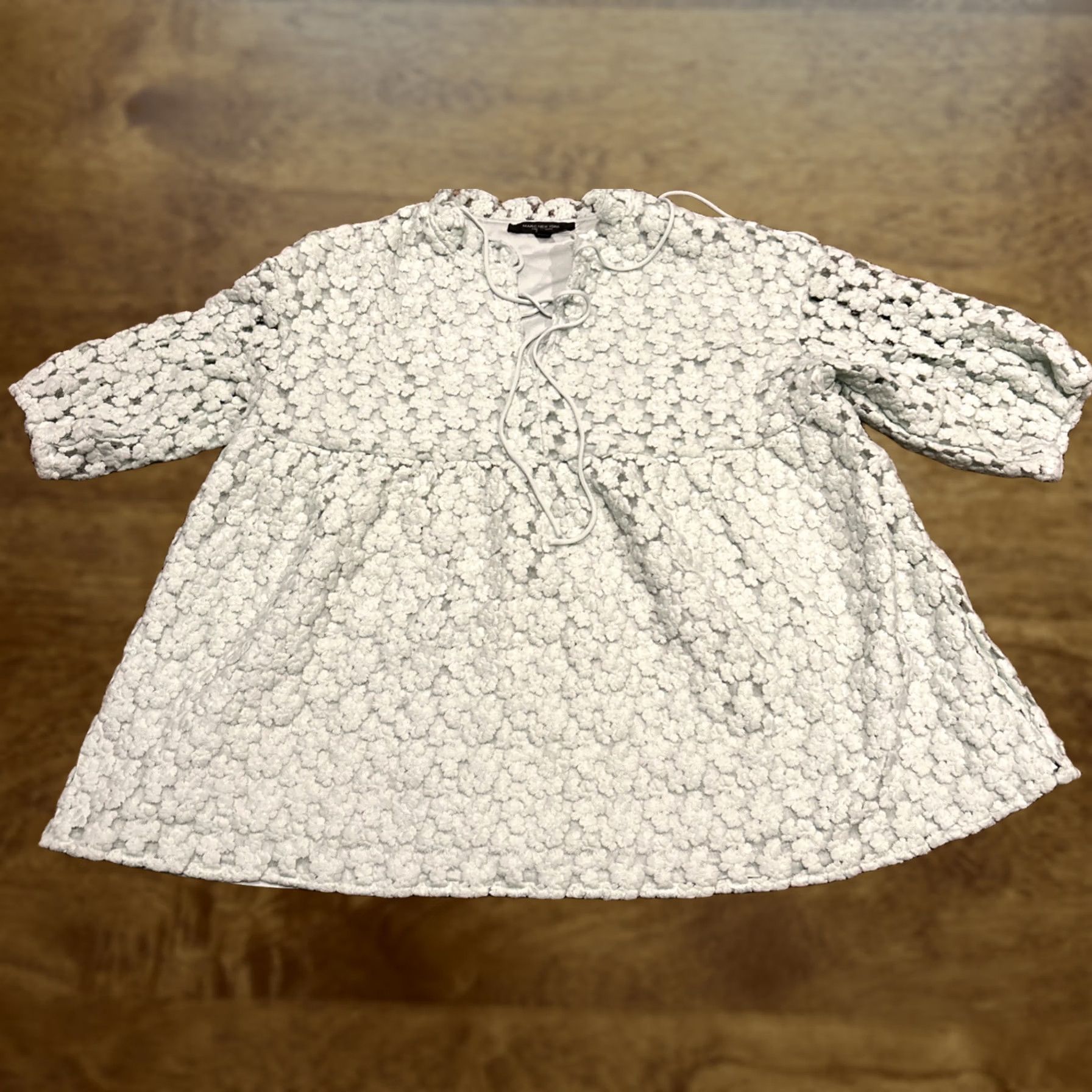 Vintage Marc New York Blouse Women XL Lace Lined Short Sleeve Round Neck Green Polyester Embroidered Vintage: No B31 Size XL / US 12-14 / IT 48-50 - 1 Thumbnail