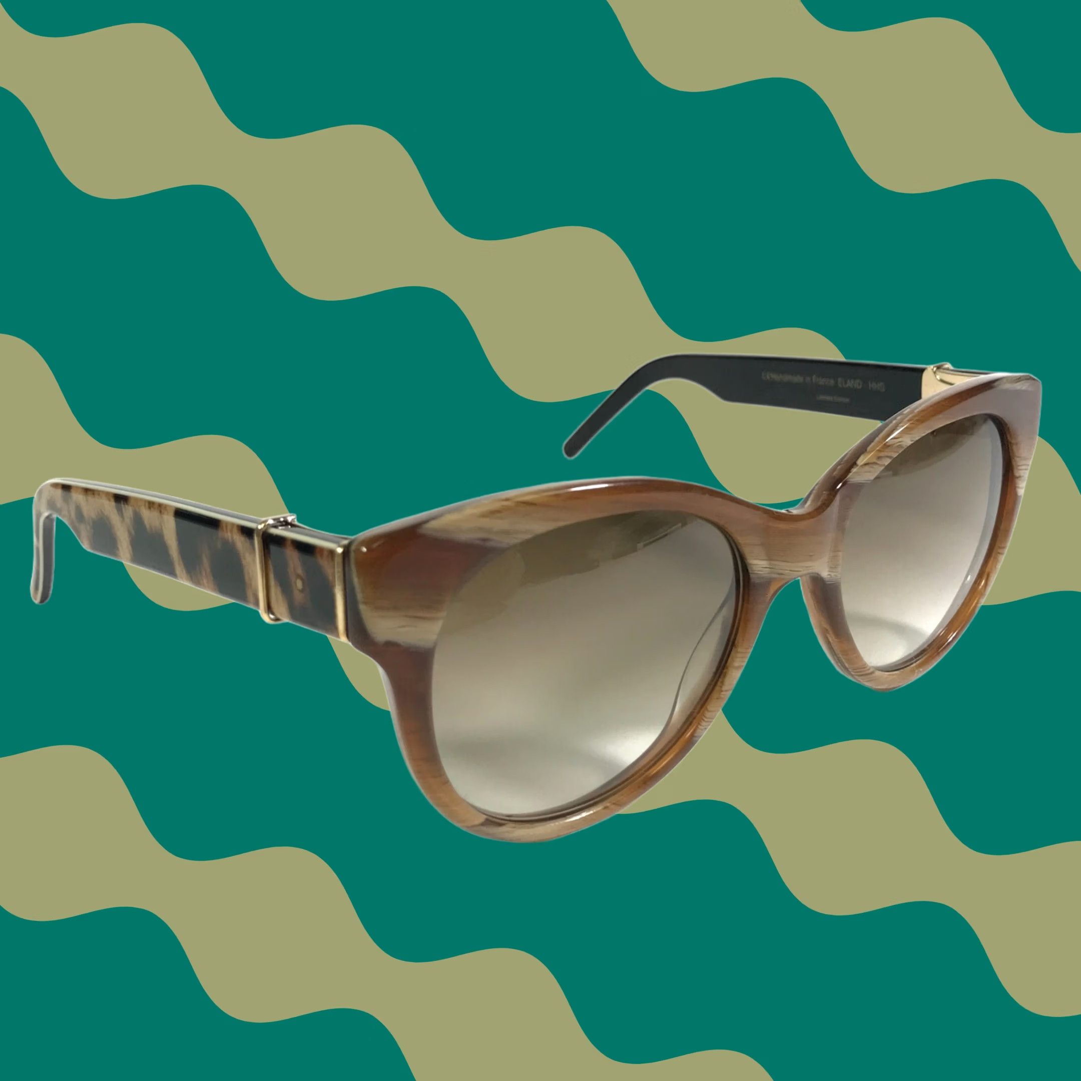 Vintage Suntimer Sunglasses S-633 Black Round Frames with Green Lenses 48-17-140 Black Retro-Vintage Thin Round Tinted Sunglasses with Light  main image 4