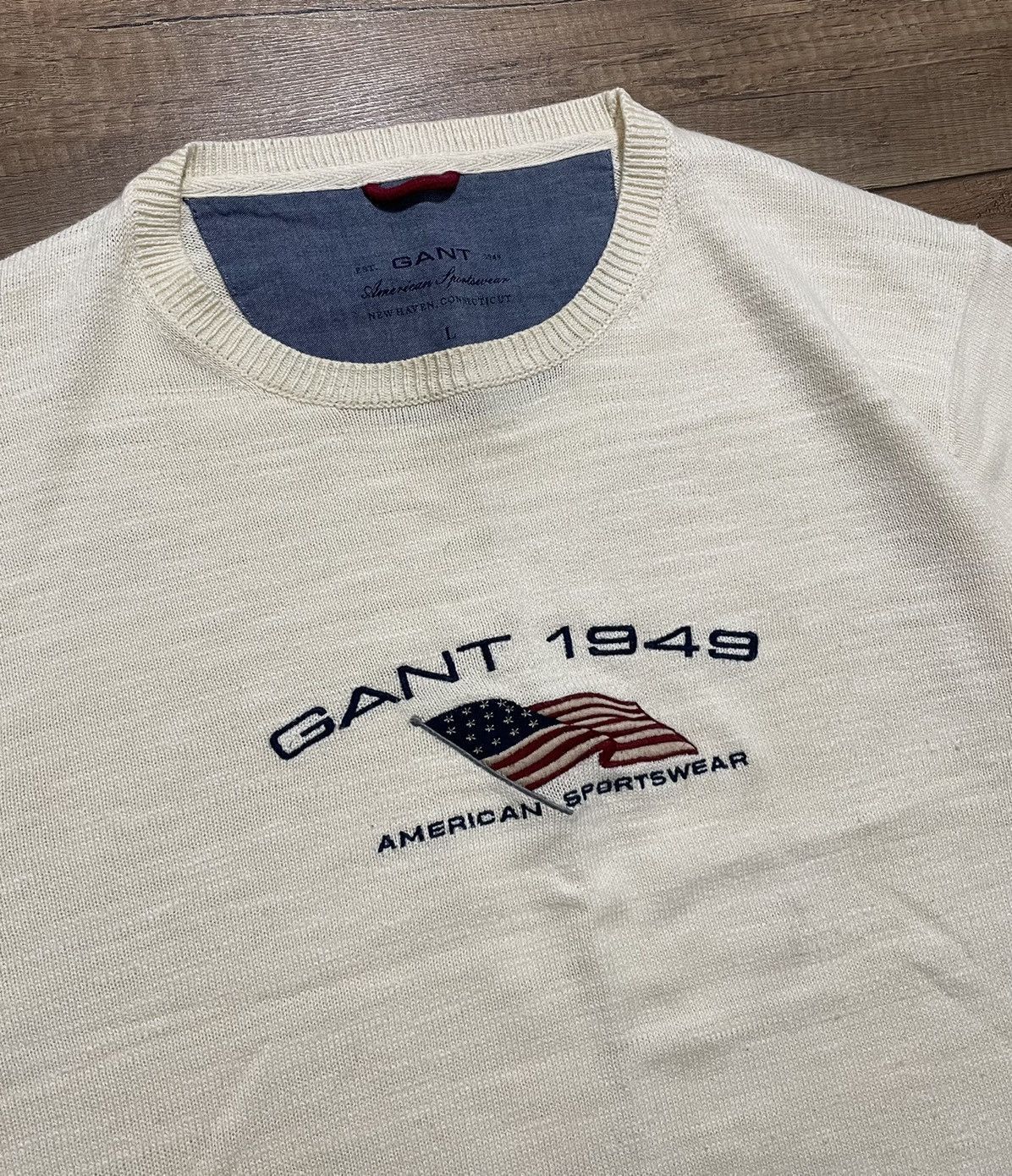 Gant Gant USA Big Logo Cream Sweater Pullover Size US L / EU 52-54 / 3 - 5 Thumbnail