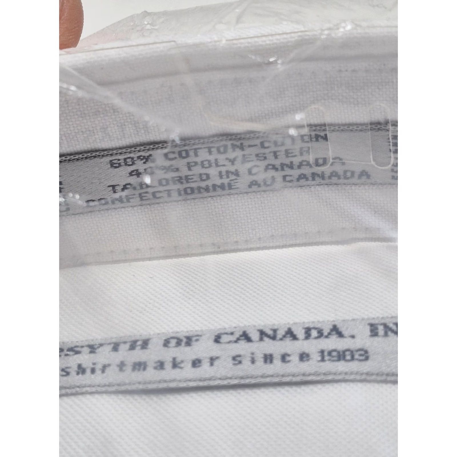 Vintage Forsyth of Canada Dress Shirt Mens 18 White Solid Classic Fit Long Sleeve Size 48R - 4 Thumbnail