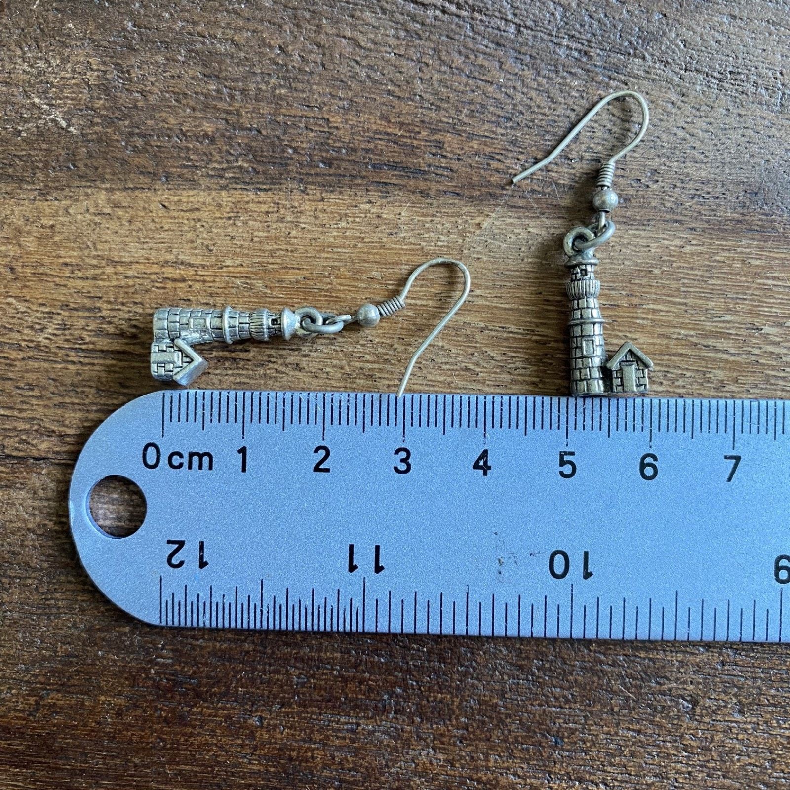 Other Vintage Lighthouse Dangle Earrings Pewter Silver Tone Size ONE SIZE - 4 Thumbnail