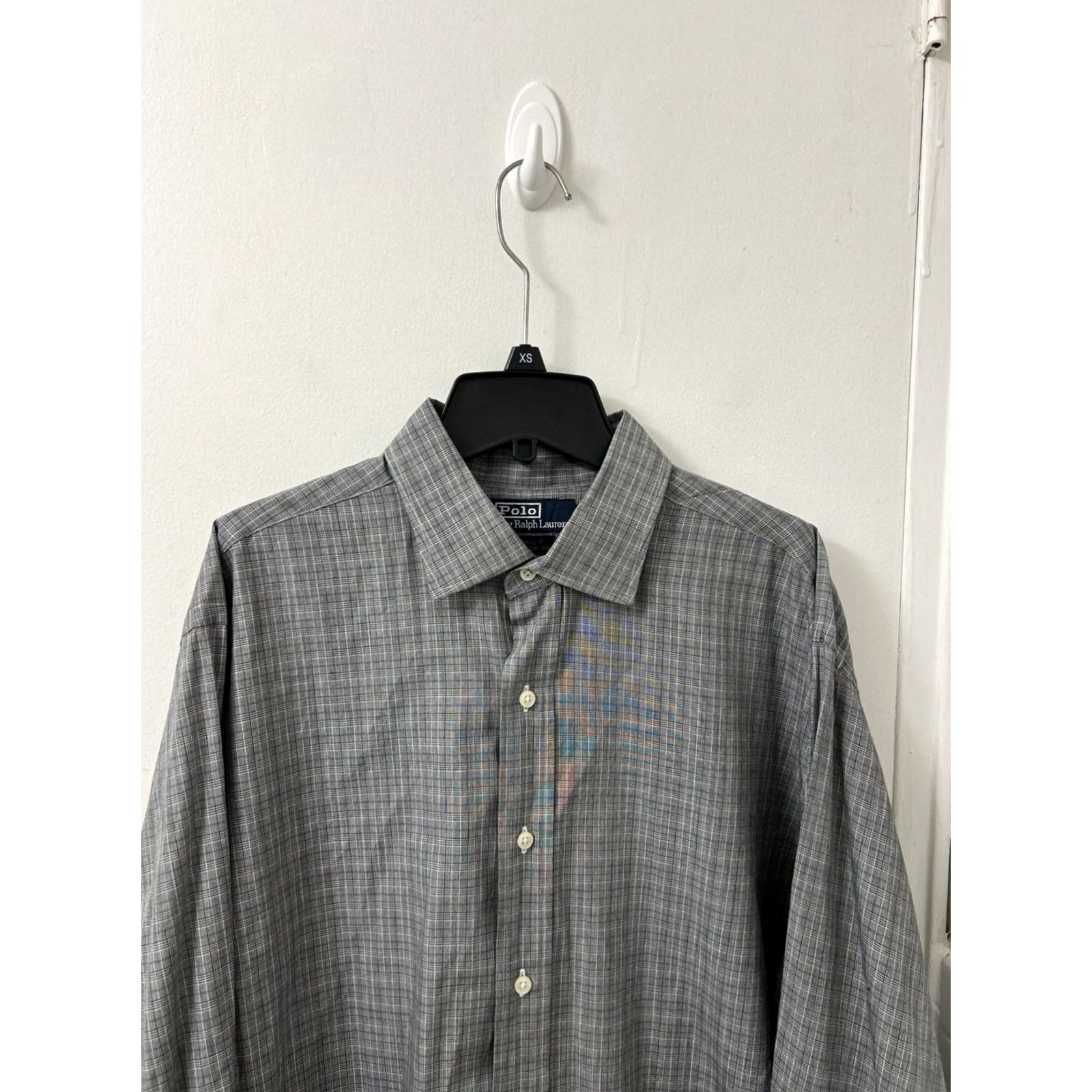 Polo Ralph Lauren VTG Polo Ralph Lauren Philip Dress Shirt Men Size 17 35 Gray Plaid Button Up L/S Size 46R - 2 Thumbnail