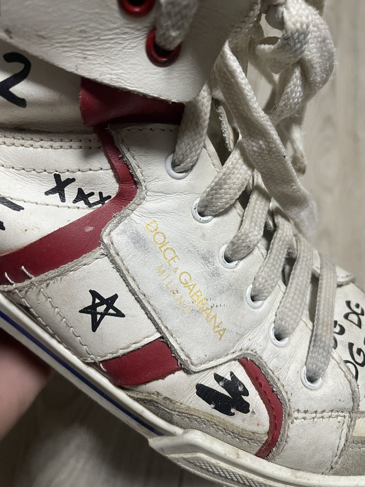 Dolce & Gabbana Dolce & Gabbana Graffiti Print High Top Sneakers Size 36 Size US 5 / EU 37 - 10 Thumbnail