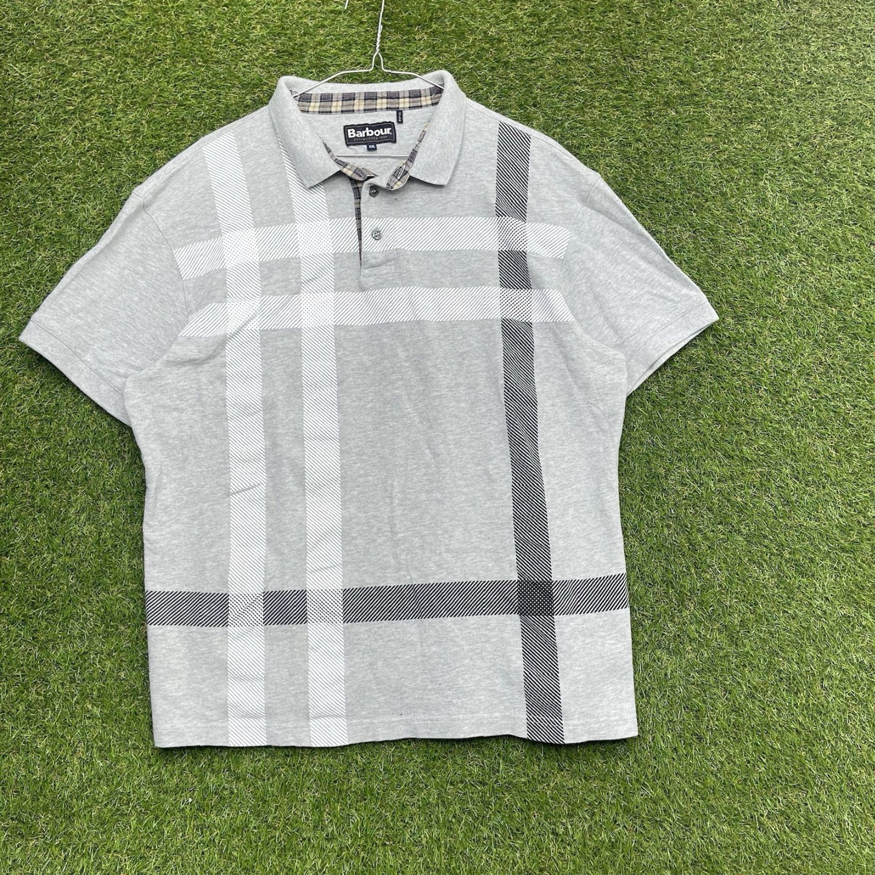 Barbour VINTAGE Barbour Blaine Polo Shirt Mens 2XL Gray Plaid Cotton AOP Golf Polo Mens 2XL Gray Barbour Blaine Plaid Golf Shirt 90s? Size US XXL / EU 58 / 5 - 2 Thumbnail