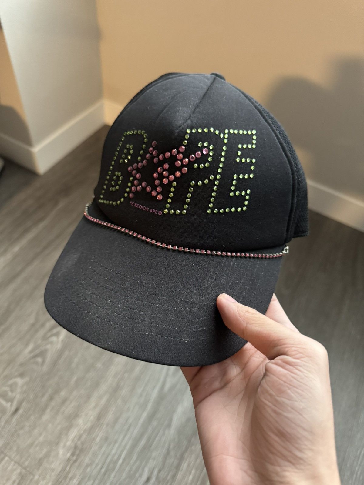 Bape × Swarovski 2006 Swarovski Studded Trucker Hat Size ONE SIZE - 1 Thumbnail