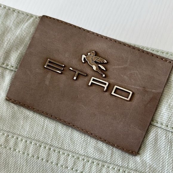 Etro Etro Cotton Mint Branded Leather Straight Leg Denim Jeans Size US 36 / EU 52 - 14 Thumbnail