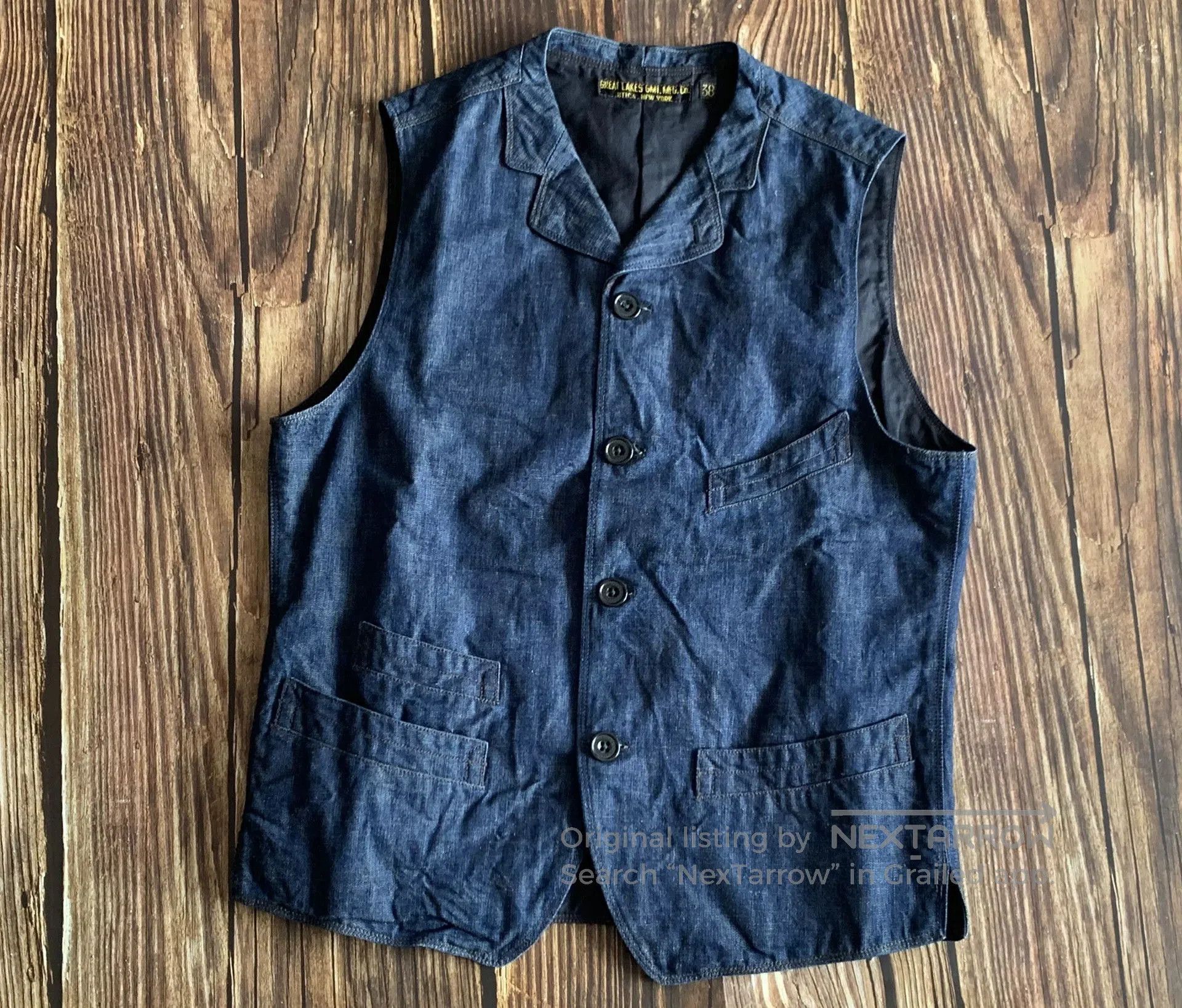 Freewheelers blue denim work vest for versatile styling. Size US M / EU 48-50 / 2 - 1 Thumbnail