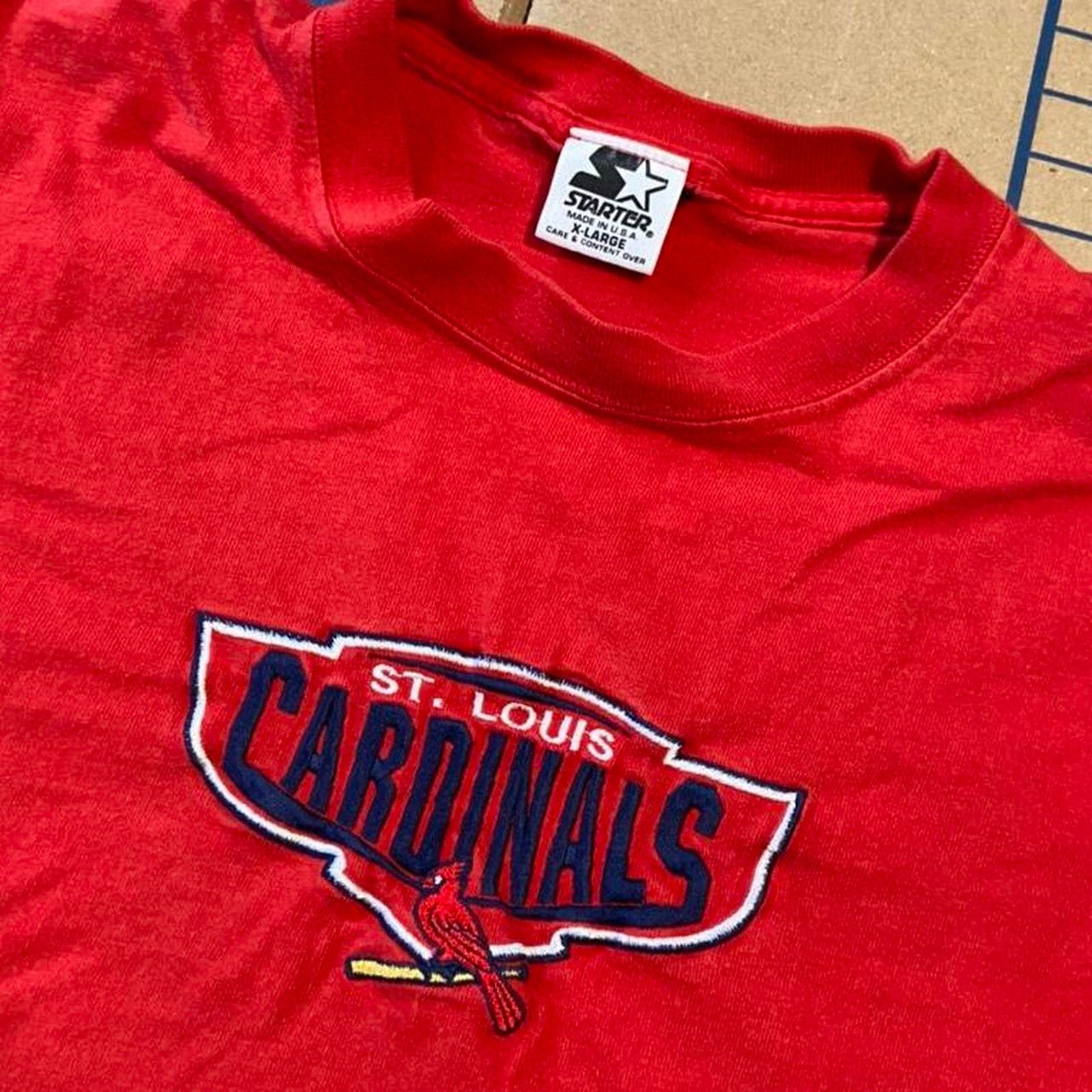 Starter Y2k red cardinals baseball embroidered Size US XL / EU 56 / 4 - 2 Thumbnail