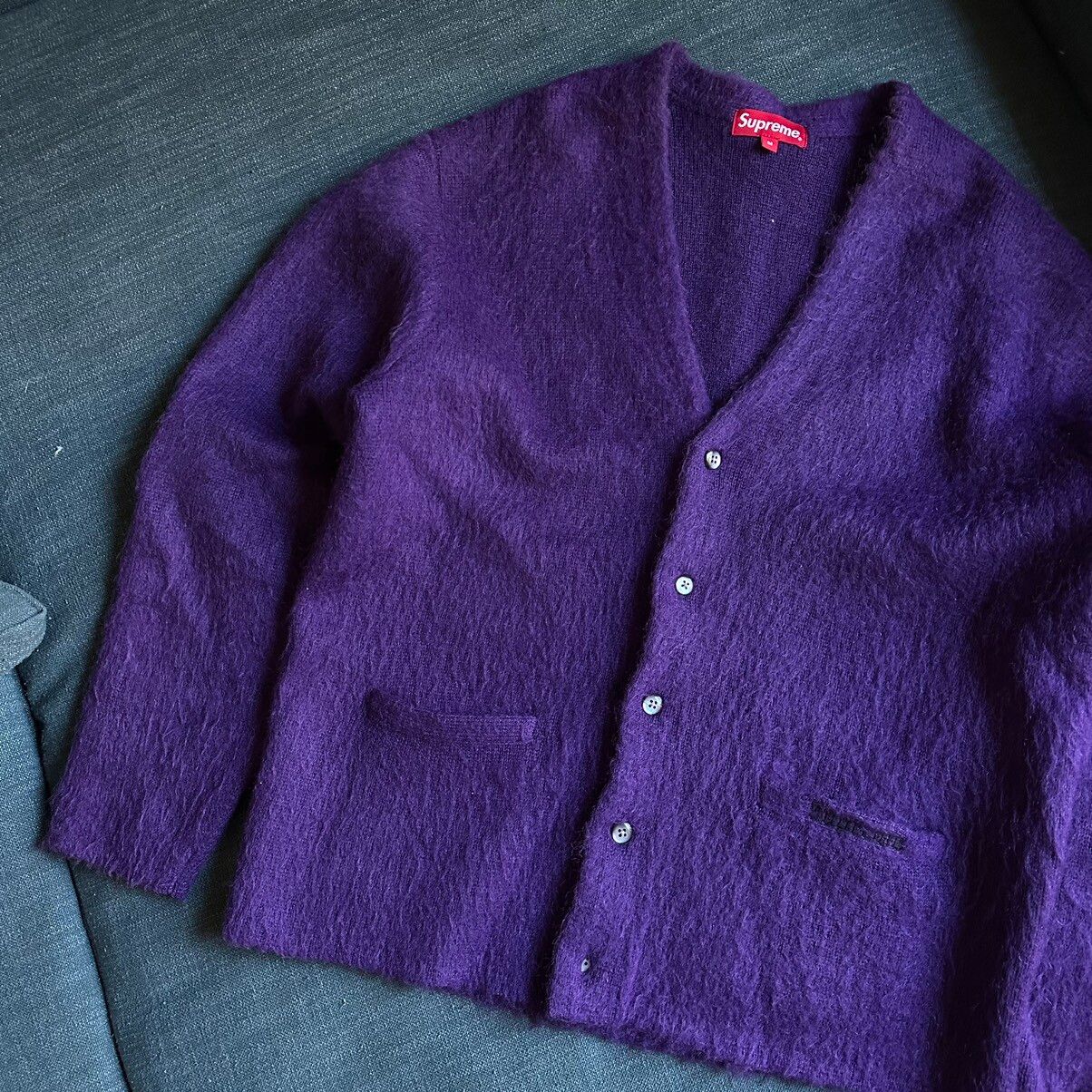 Supreme FW20 Purple Supreme Brushed Mohair Cardigan Sweater | Grailed