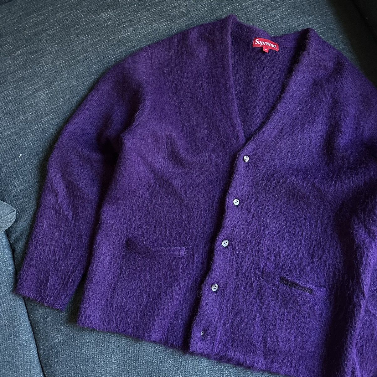 Supreme FW20 Purple Supreme Brushed Mohair Cardigan Sweater | Grailed