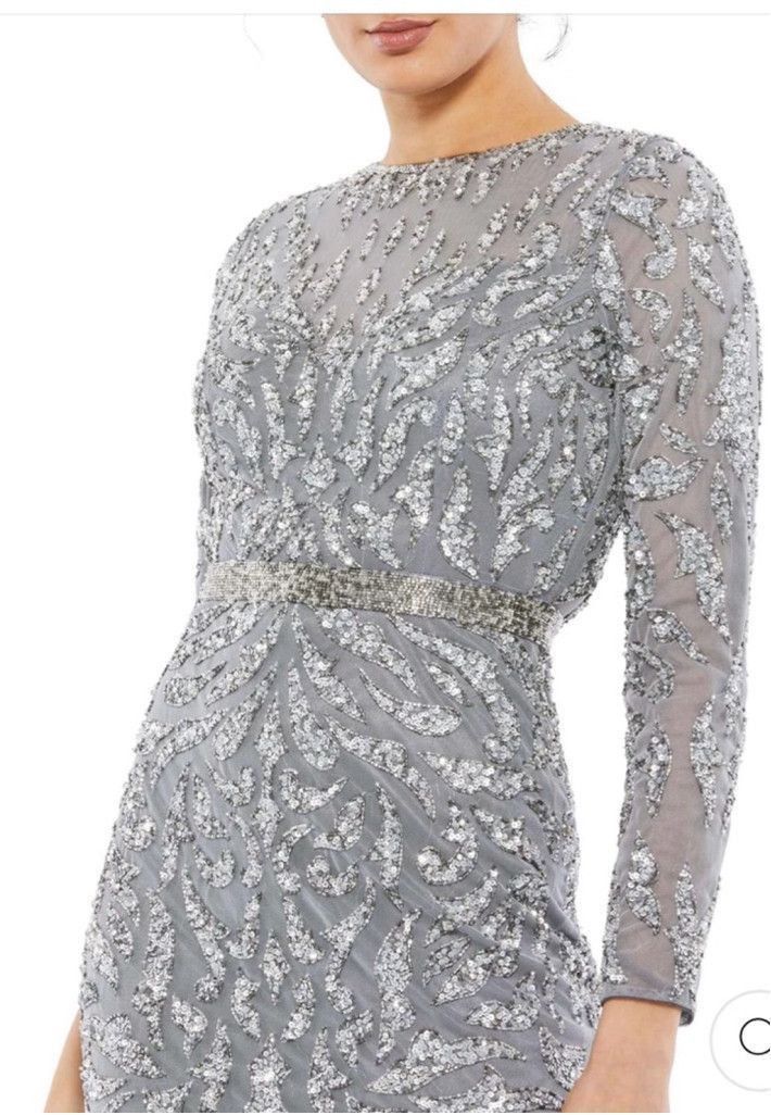 Mac Duggal Women's Mac Duggal Gray Sequin Sheath Dress Size 10 Size L / US 10 / IT 46 - 3 Thumbnail
