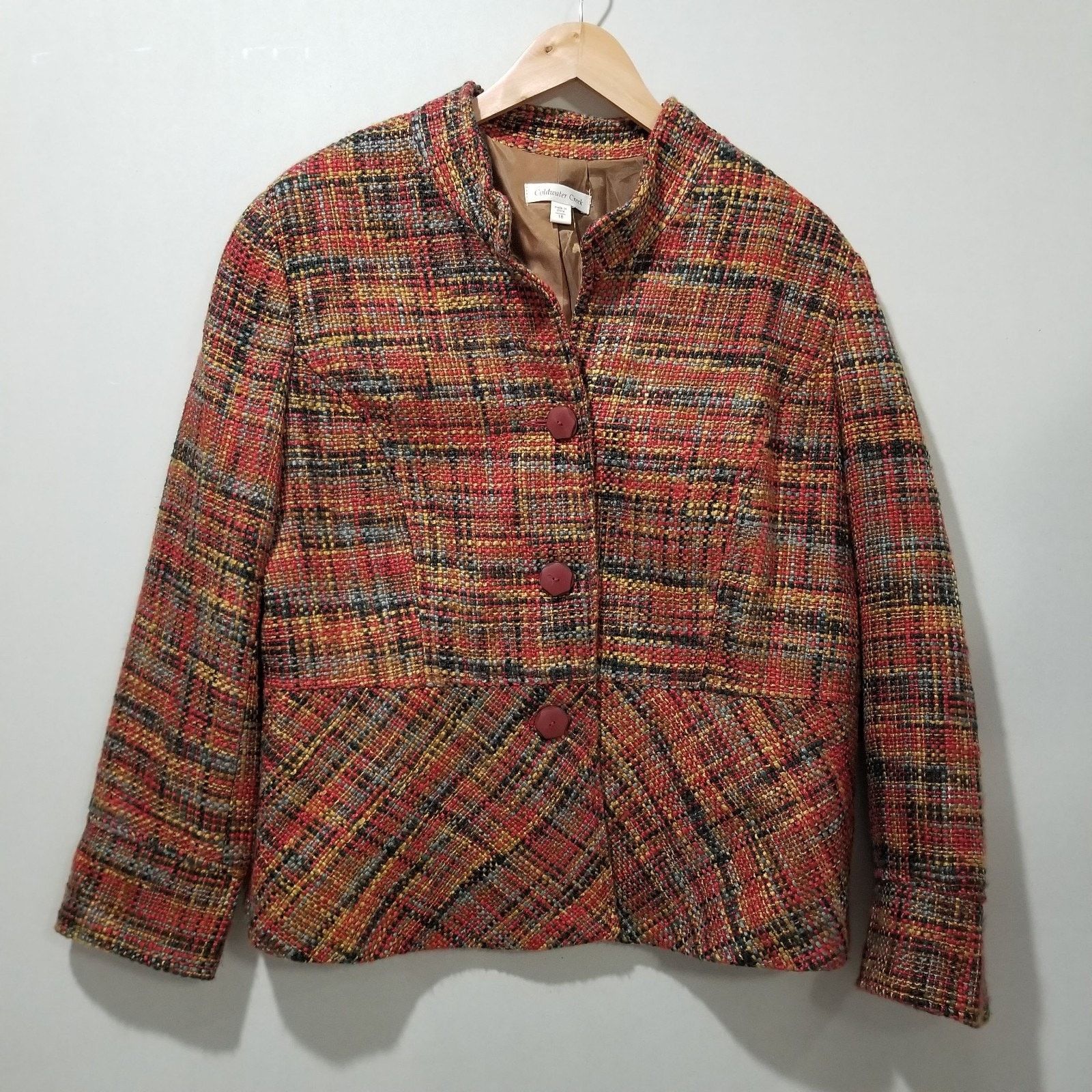 Coldwater Creek Jacket Womens Plus 18 Peplum Boucle Tweed