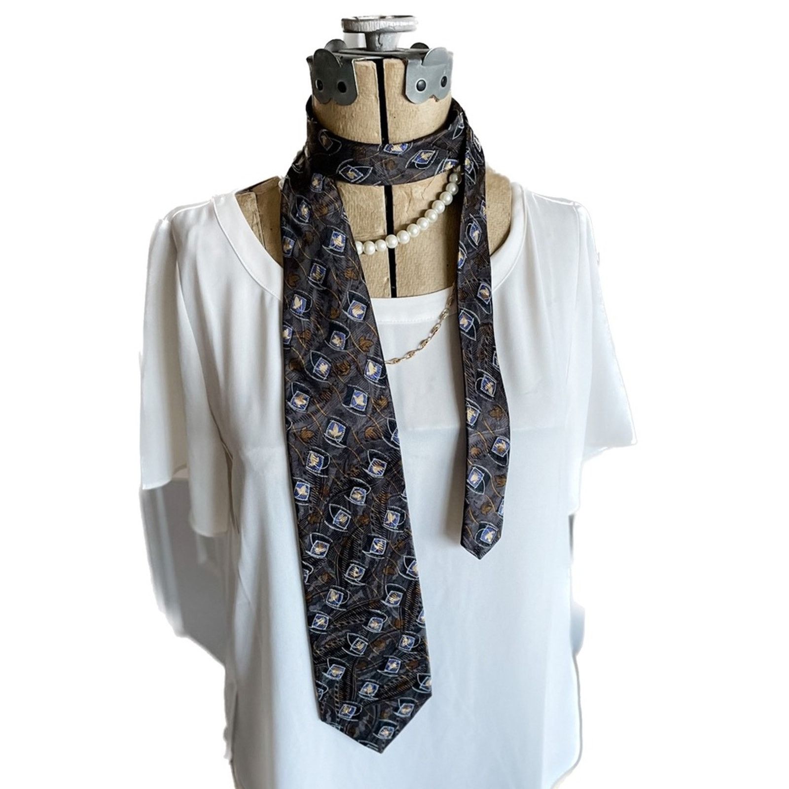 Robert Talbott × Vintage Vintage Robert Talbott Leaf Print 100% Silk Fine Tie Size ONE SIZE - 2 Thumbnail
