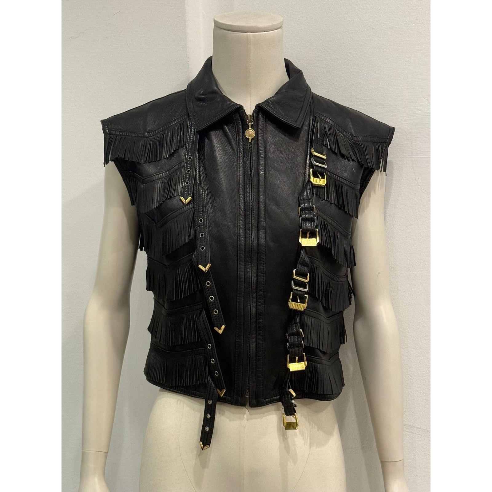 Versace A/W1992 Gianni Versace bondage fringe leather vest Size M / US 6-8 / IT 42-44 - 5 Thumbnail