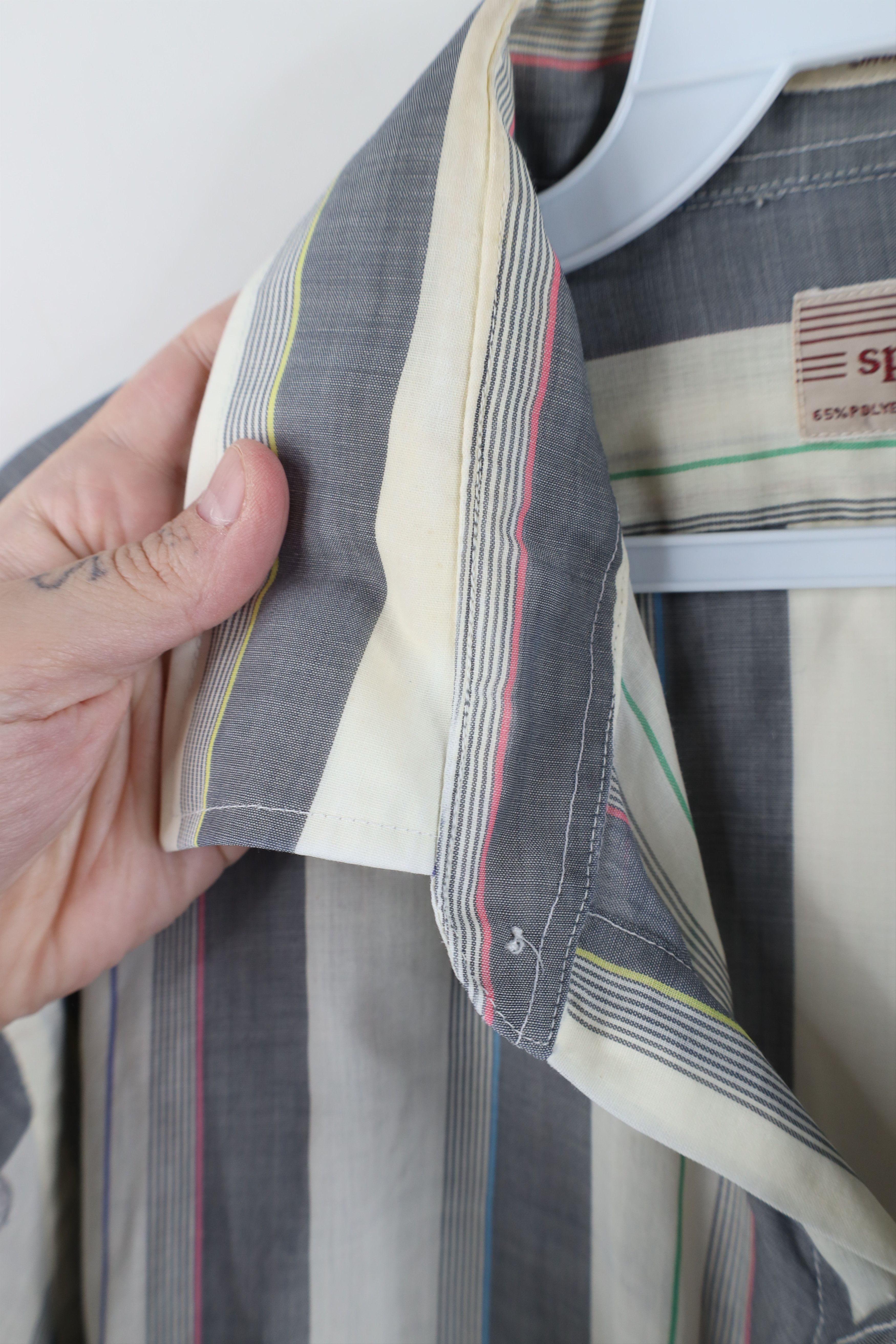Vintage Vintage 90s Streetwear Sheer Rainbow Striped Button Shirt Size US XL / EU 56 / 4 - 10 Thumbnail