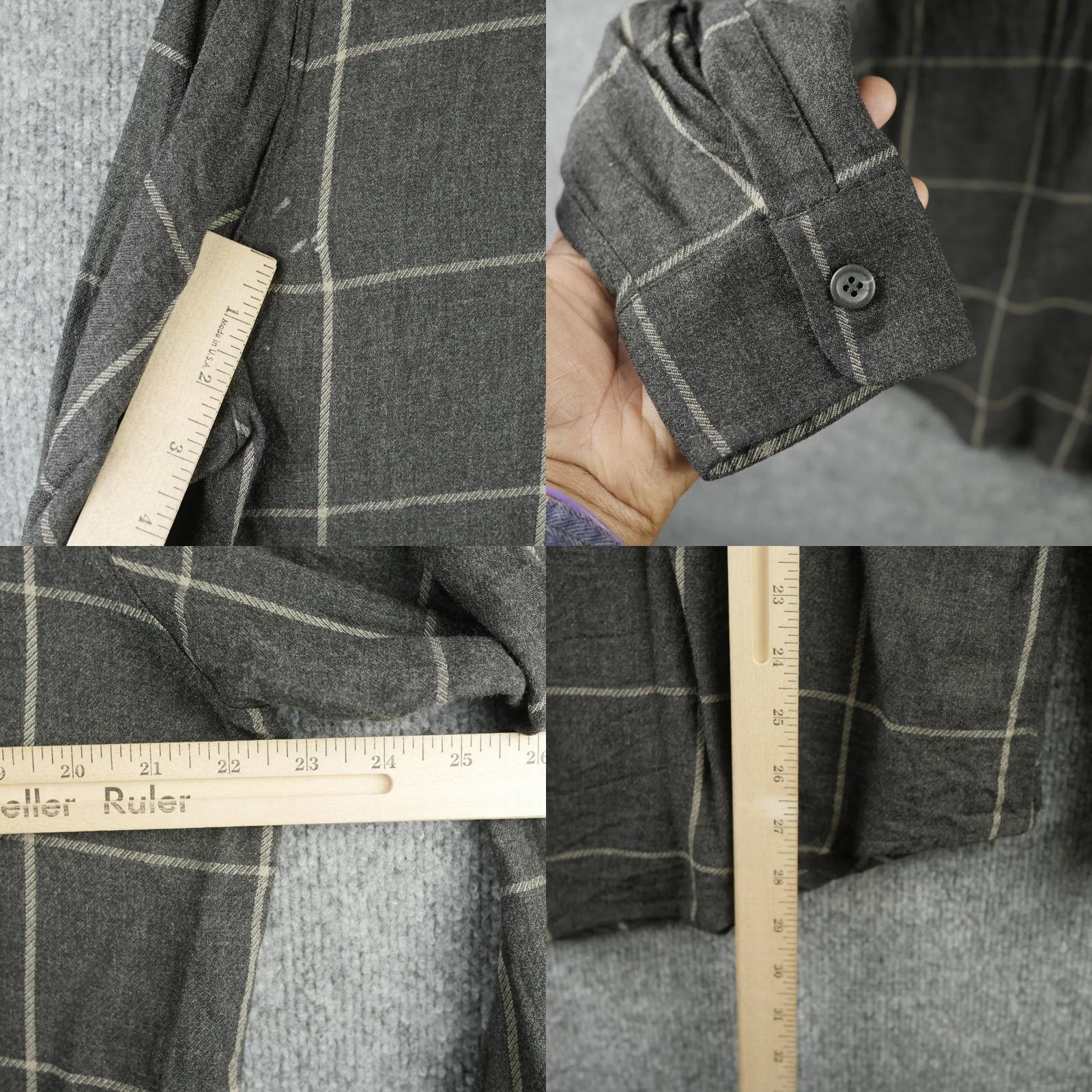 Vintage Armani Jeans Shirt Mens Large Gray Plaid Button Up Long Sleeve Viscose Italy Size US L / EU 52-54 / 3 - 8 Thumbnail