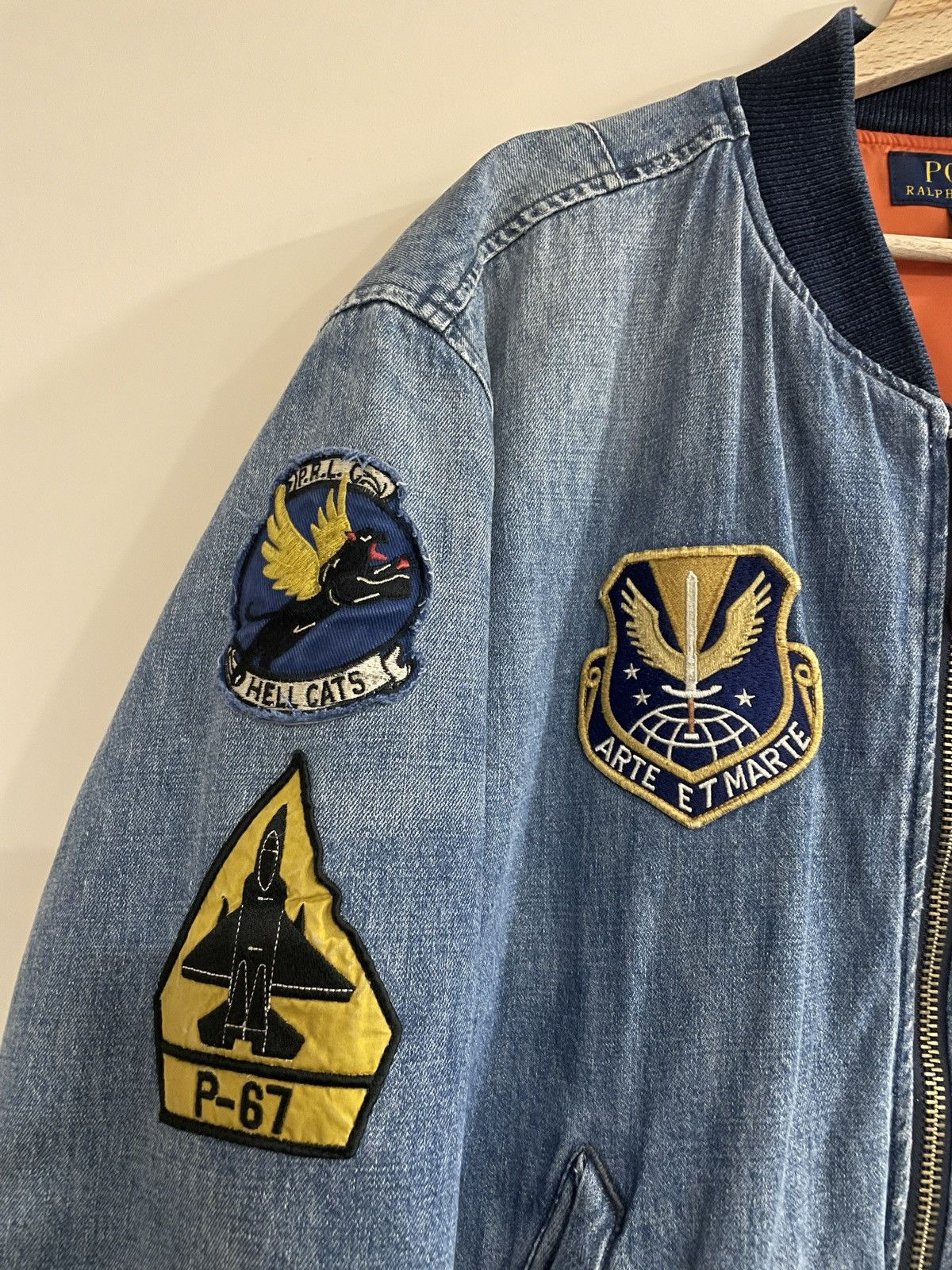 Vintage Polo Ralph Lauren Denim MA-1 Patch Bomber