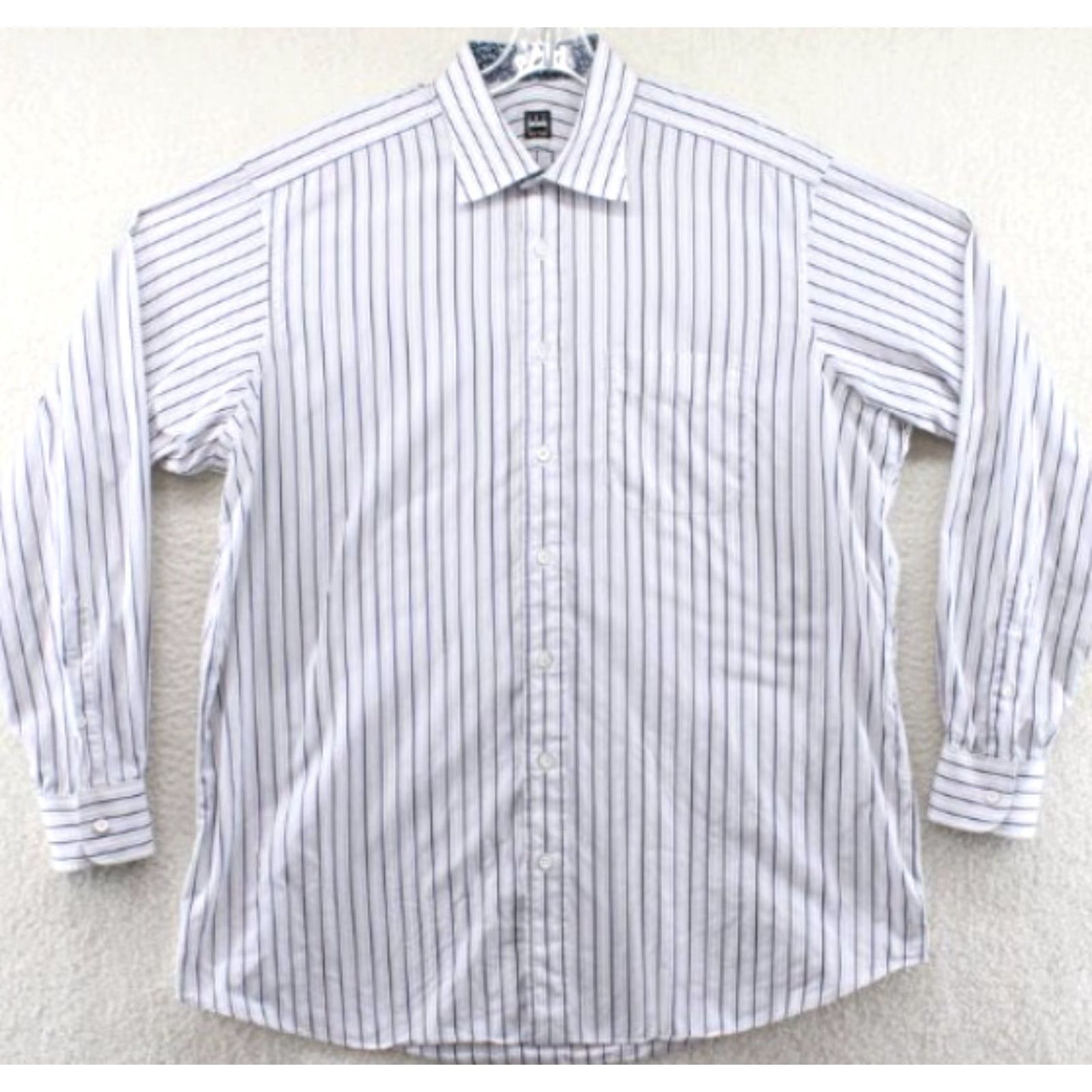 Ike Behar VINTAGE Ike Behar Shirt Men's XL White Blue Striped Flip Cuff Long Sleeve Casual Friday Size US XL / EU 56 / 4 - 2 Thumbnail