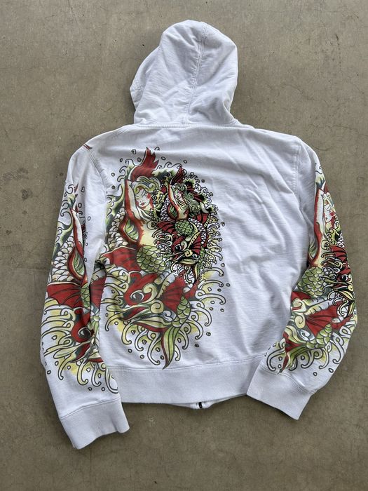 Vintage Y2K Ed Hardy Style Koi Fish Rhinestone Zip Up Jacket | Grailed