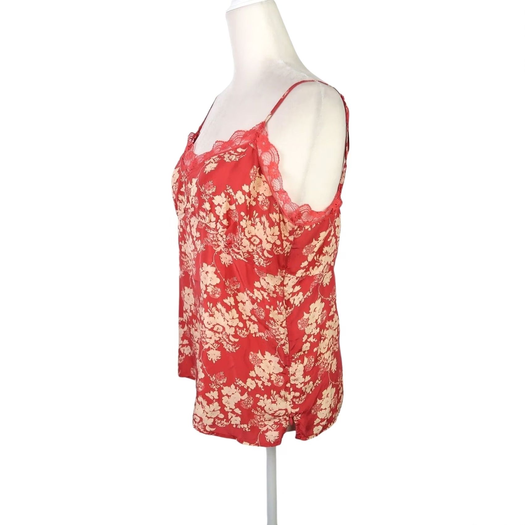Old Navy VINTAGE Old Navy Floral Silk Camisole Tank Top L Women Sleeveless Bohemian 90s 00s Red Cream Pattern Casual Party/Cocktail Spring Summer Fall Size L / US 10 / IT 46 - 3 Thumbnail