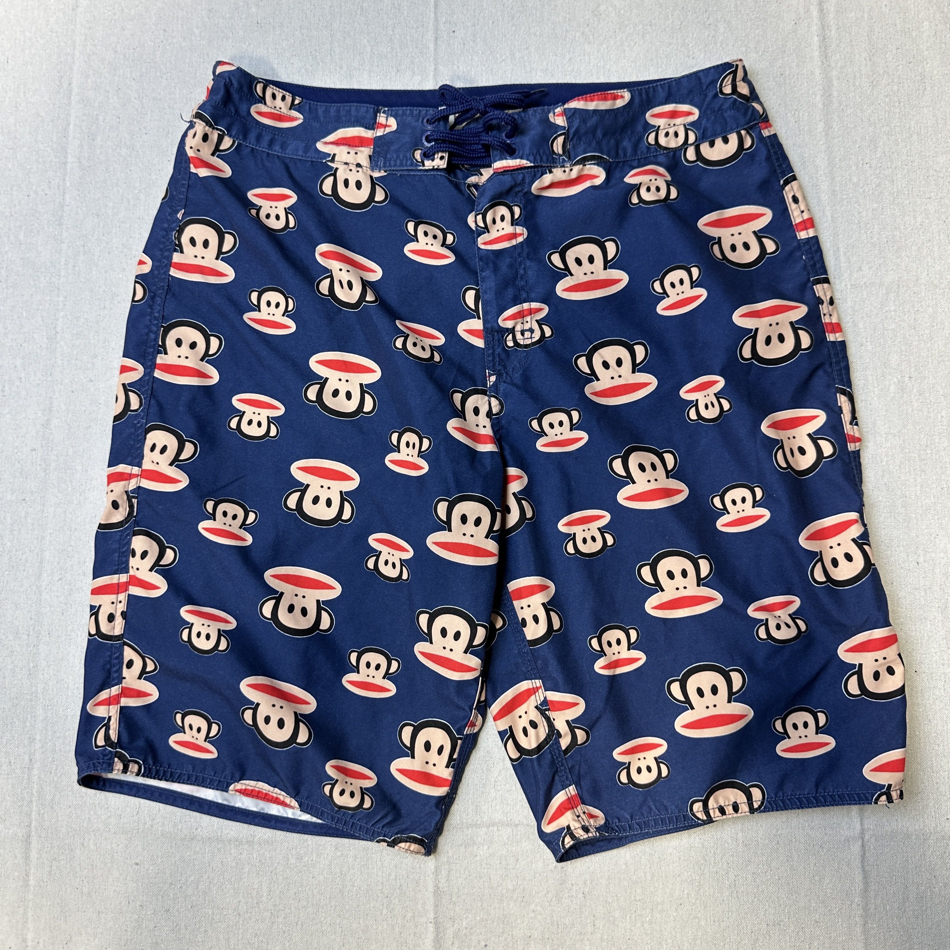 Vintage Paul Frank Monkey Print Board Shorts Size 34W