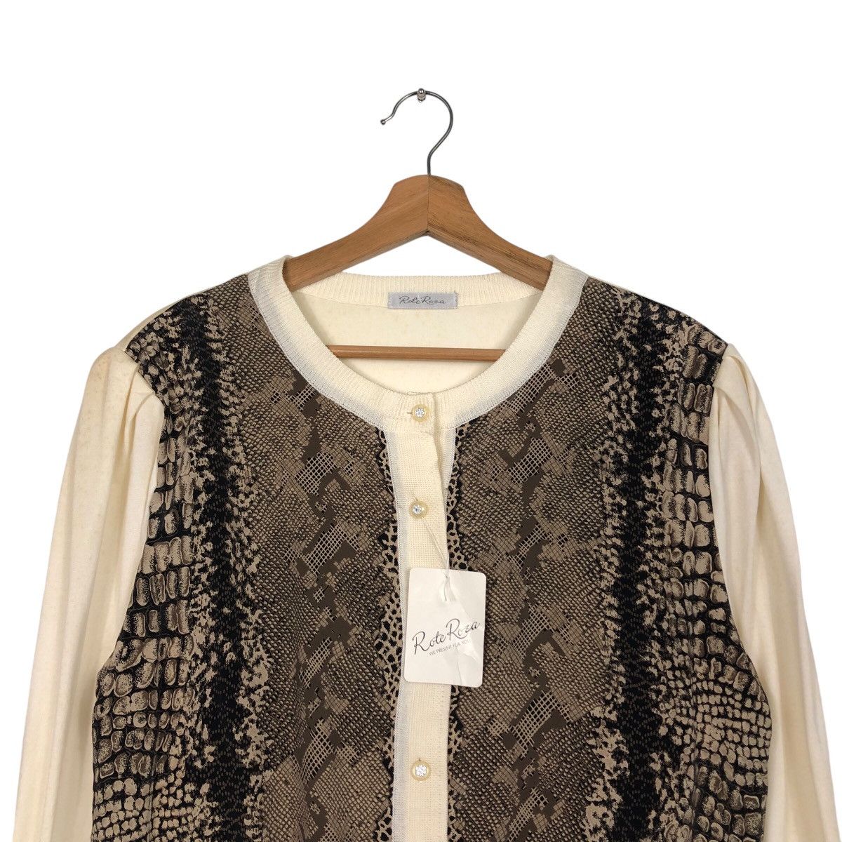 Japanese Brand 📌Vintage Cardigan Button Rote Roza Snake Skin Design Size US M / EU 48-50 / 2 - 4 Thumbnail