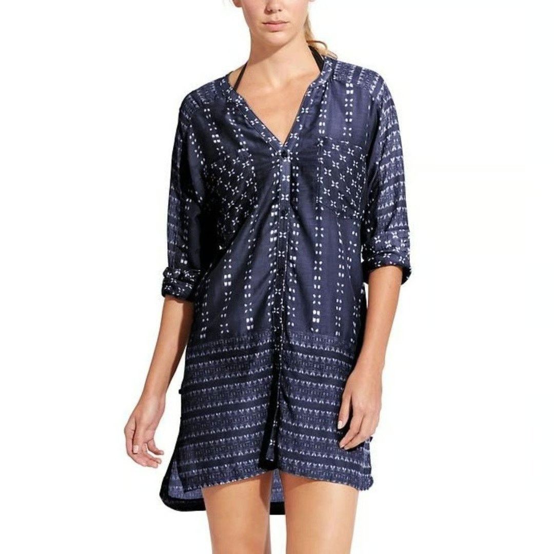 Athleta ATHLETA Swim Ikat Kaftan Cover Up Blue Womens XS Size XS / US 0-2 / IT 36-38 - 8 Thumbnail