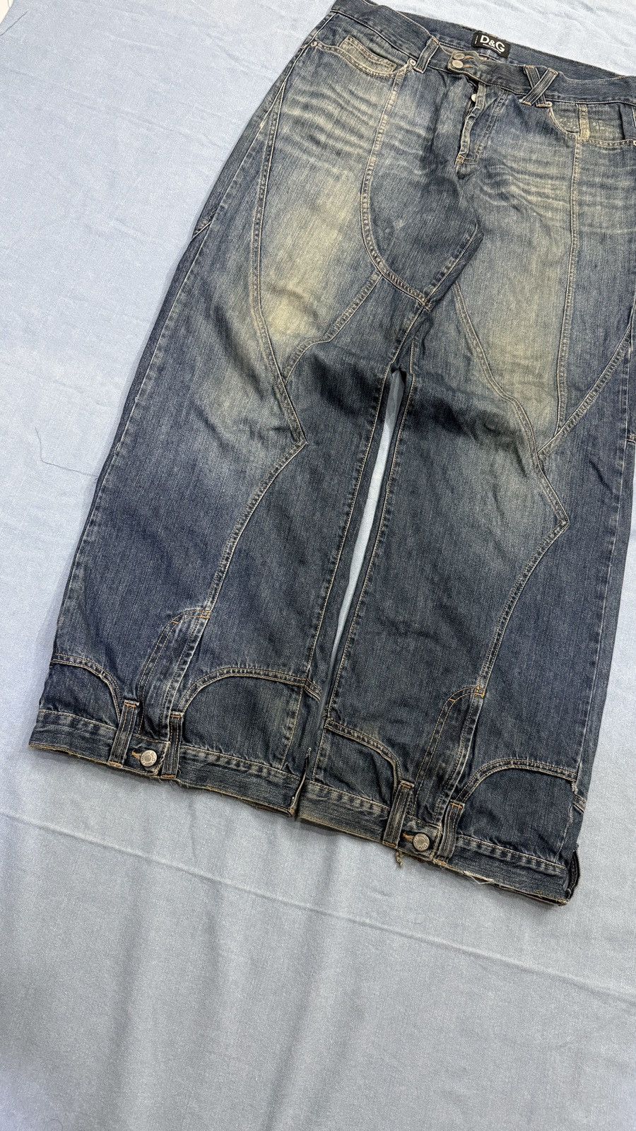 Dolce & Gabbana 00s y2k Vintage Dolce & Gabbana D&G Upside Down Denim Pants Size US 36 / EU 52 - 3 Thumbnail