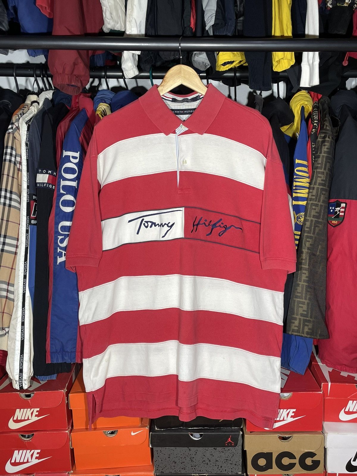 Tommy Hilfiger × Vintage Polo T-shirt Tommy Hilfiger Big Flag 90’s Vintage Size US XL / EU 56 / 4 - 1 Thumbnail