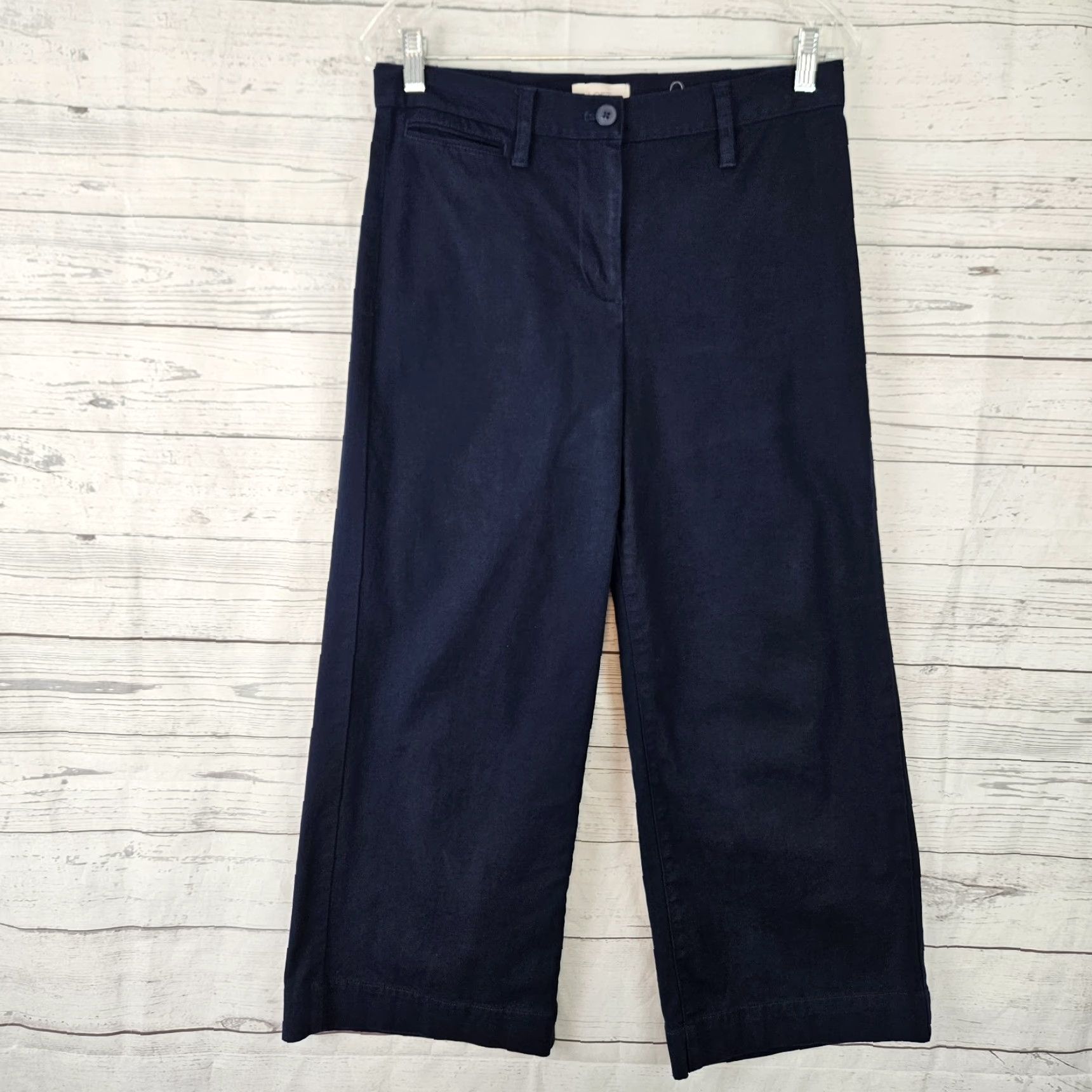 Loft LOFT Ann Taylor Womens Wide-Leg Crop Pants Sz 6 Blue Cotton High Rise Cropped Pants Womens Boys Girls Mens Size 28" / US 6 / IT 42 - 2 Thumbnail
