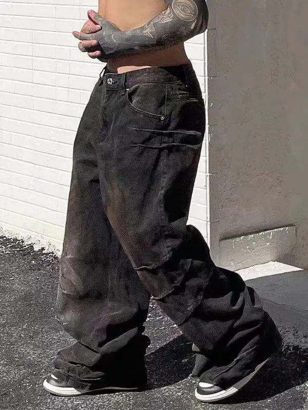 Jean nezawa x Asano Embroidered Baggy Wide Leg Flare Denim Jeans Size US 30 / EU 46 - 7 Thumbnail