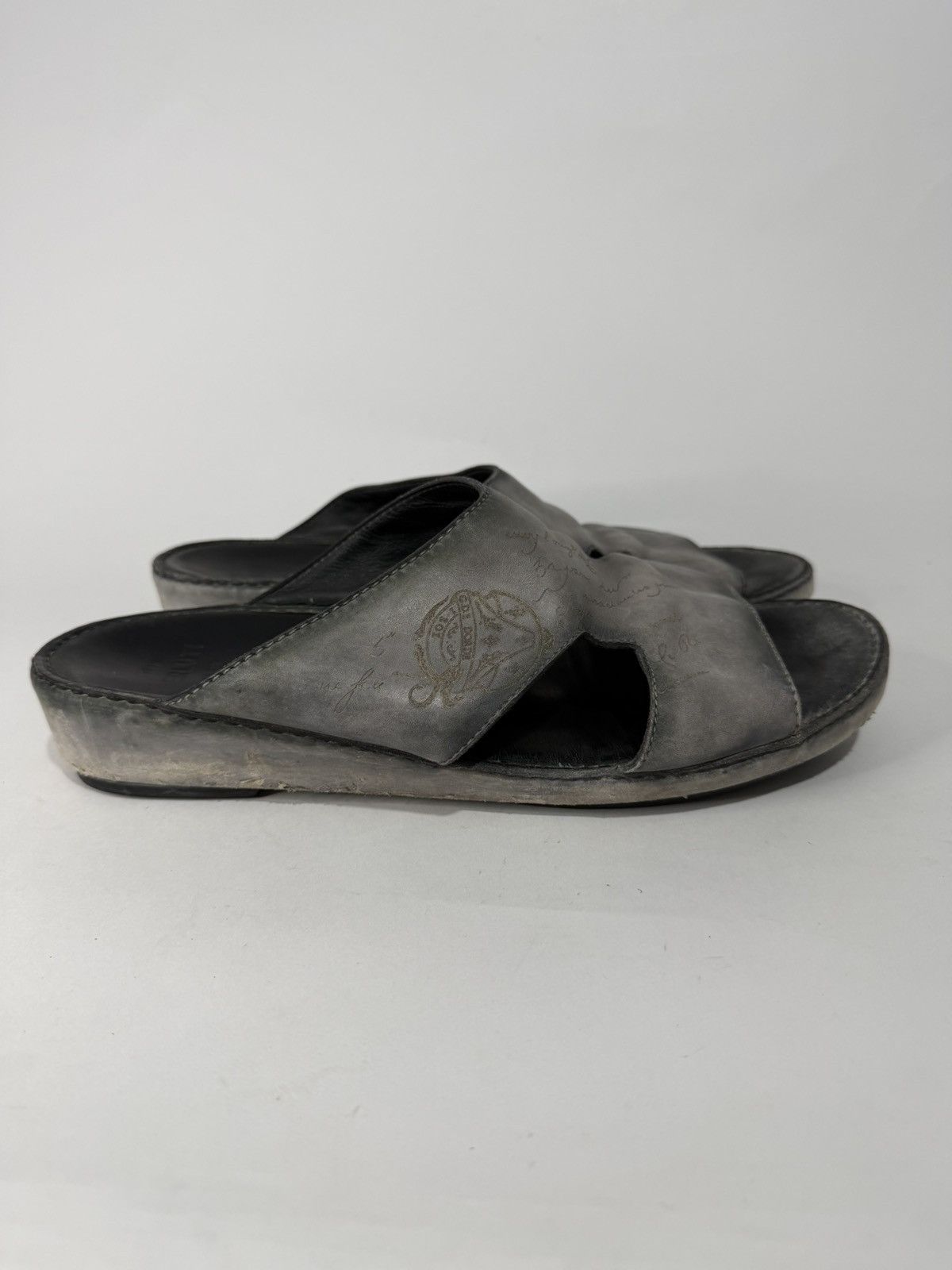 Berluti Berluti Gray Leather Slide Sandals Middle East Exclusive Size US 12 / EU 45 - 3 Thumbnail