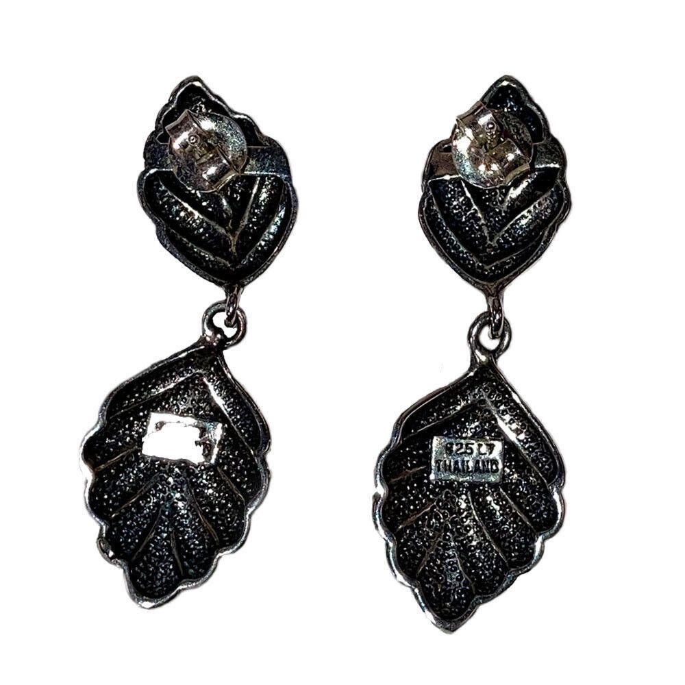 Designer Sterling Silver Realistic Leaf Dangle Earrings Size ONE SIZE - 3 Thumbnail