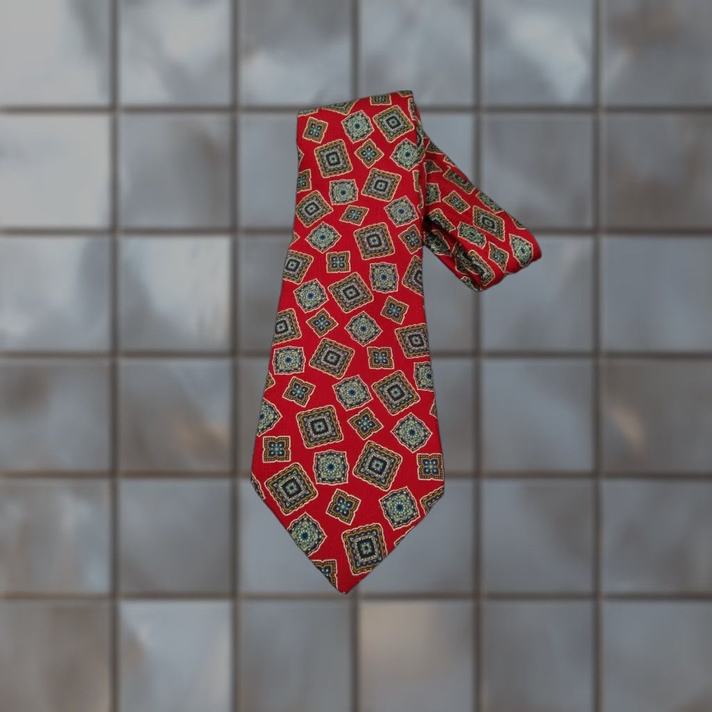 Chaps VINTAGE Chaps Ralph Lauren Neck Tie Mens Red Silk Abstract Made in USA Tie Size ONE SIZE - 1 Thumbnail