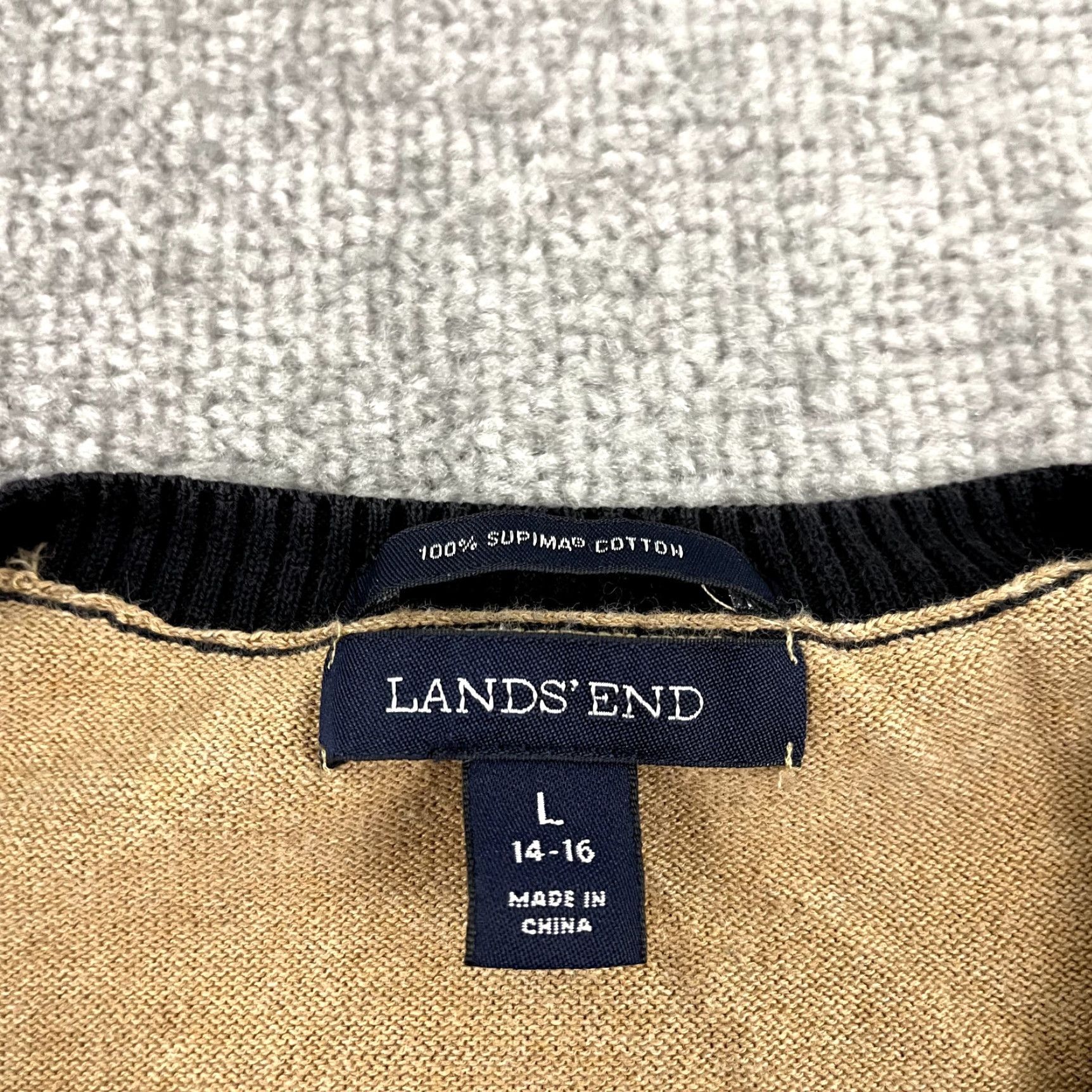 Lands' End LAND END Sweater Cardigan Womens Large 14-16 Blue Brown Striped Nautical Pockets Size L / US 10 / IT 46 - 2 Thumbnail