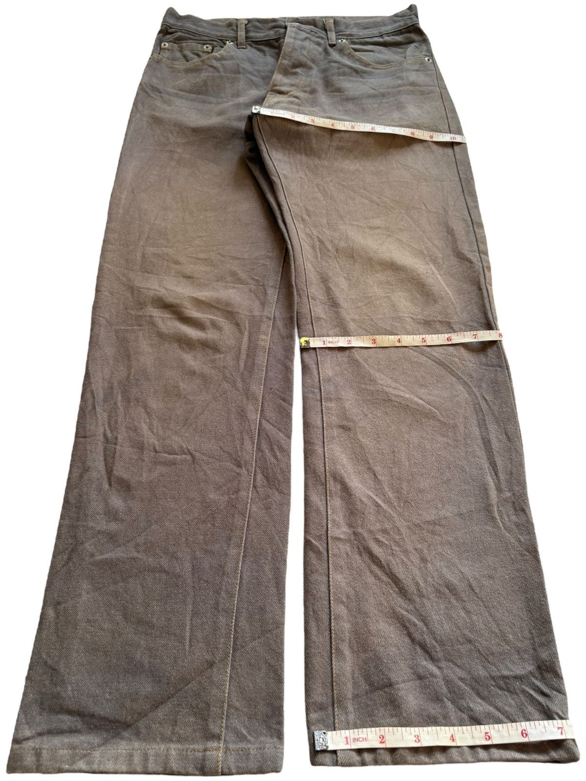Yohji Yamamoto Vintage Ined By Yohji Yamamoto ButtonFly Rusty Mud Wash Jean Size US 29 - 13 Thumbnail