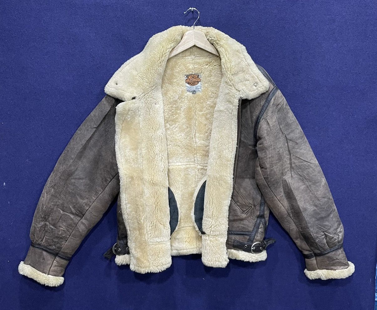 Harley Davidson Rare Vintage 90s Harley Davidson Sheepskin Shearling Jacket Size US M / EU 48-50 / 2 - 8 Thumbnail
