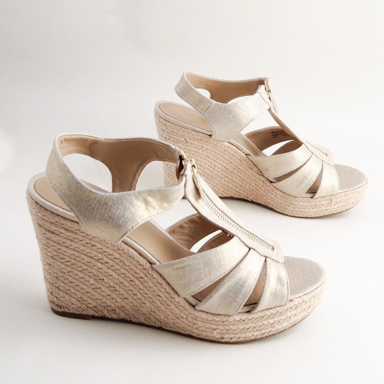 Michael Kors Michael Kors Wedge Sandals Gold Coated Canvas US 9.5 EU 39.5 Size US 9.5 / IT 39.5 - 5 Thumbnail